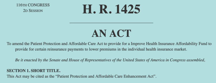 1425 top of bill image Patient Protection and Affordable Care Enhancement Act.png