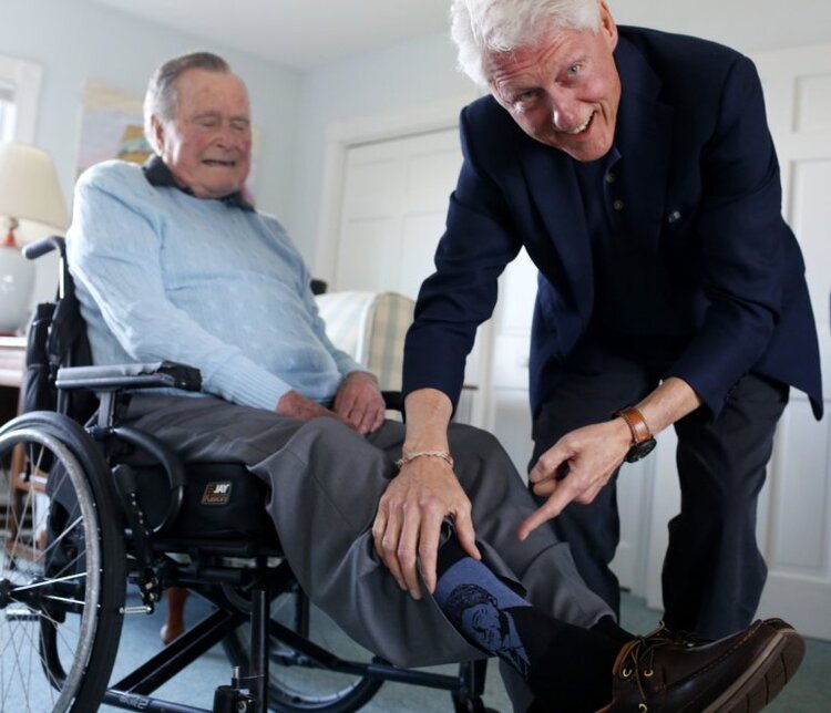 Best of friends: President George H.W. Bush (left) and Bill Clinton