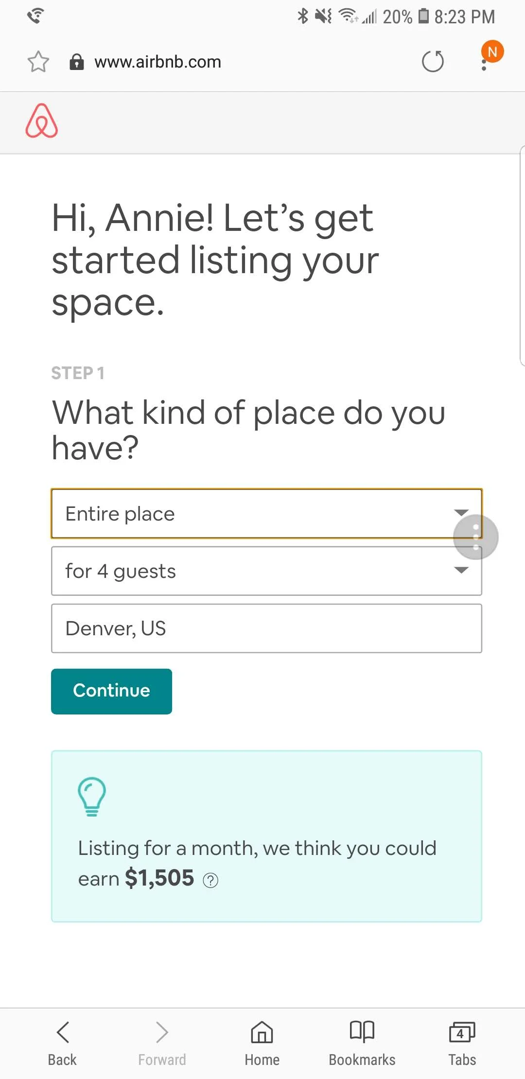 Airbnb’s estimate if I rented out our entire house consistently.