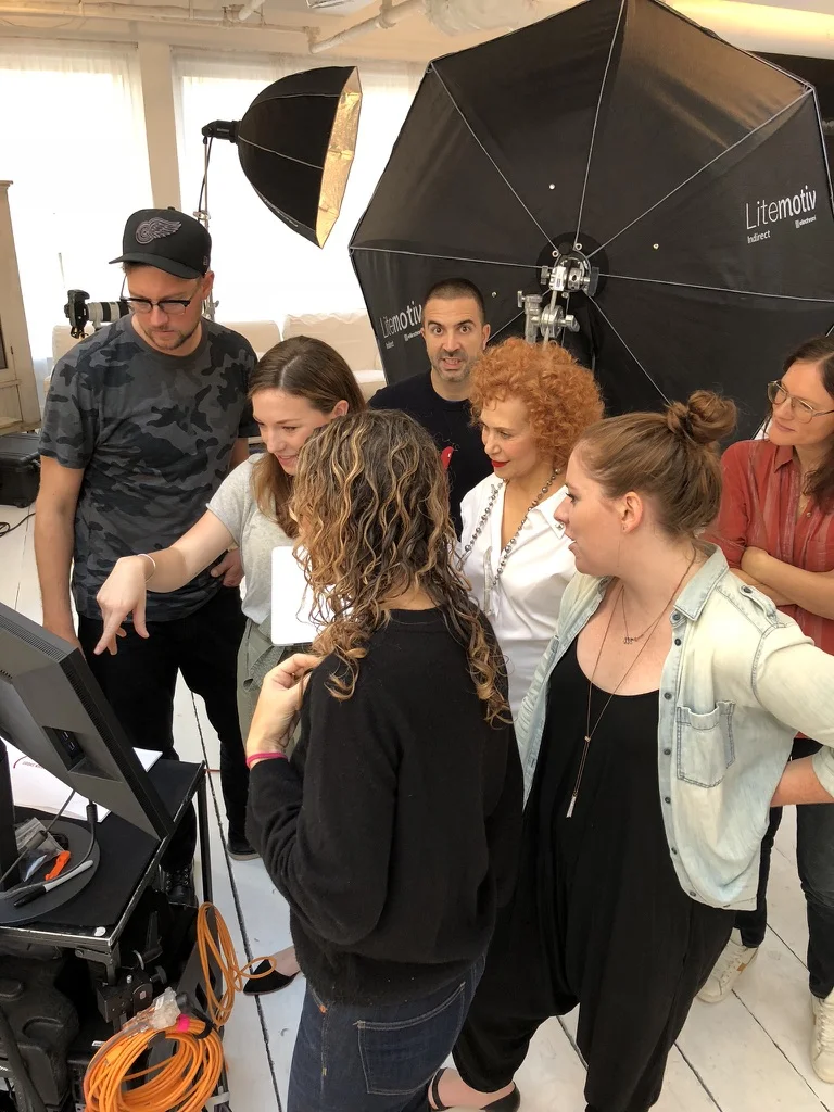 Viewing the images with photographer Joseph Puhy, Makeup Julia Joseph, Hair Izzy Ruiz. 