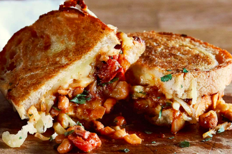 Melty Cheesy Toastie, W Beans &amp; Pickle