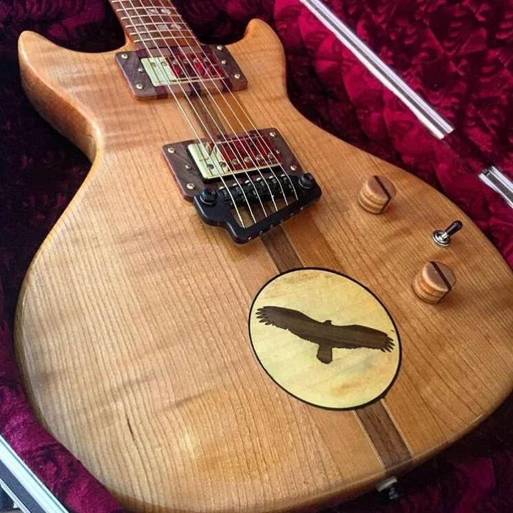  Neck-through-body baritone guitar with vulture inlay, 2018 