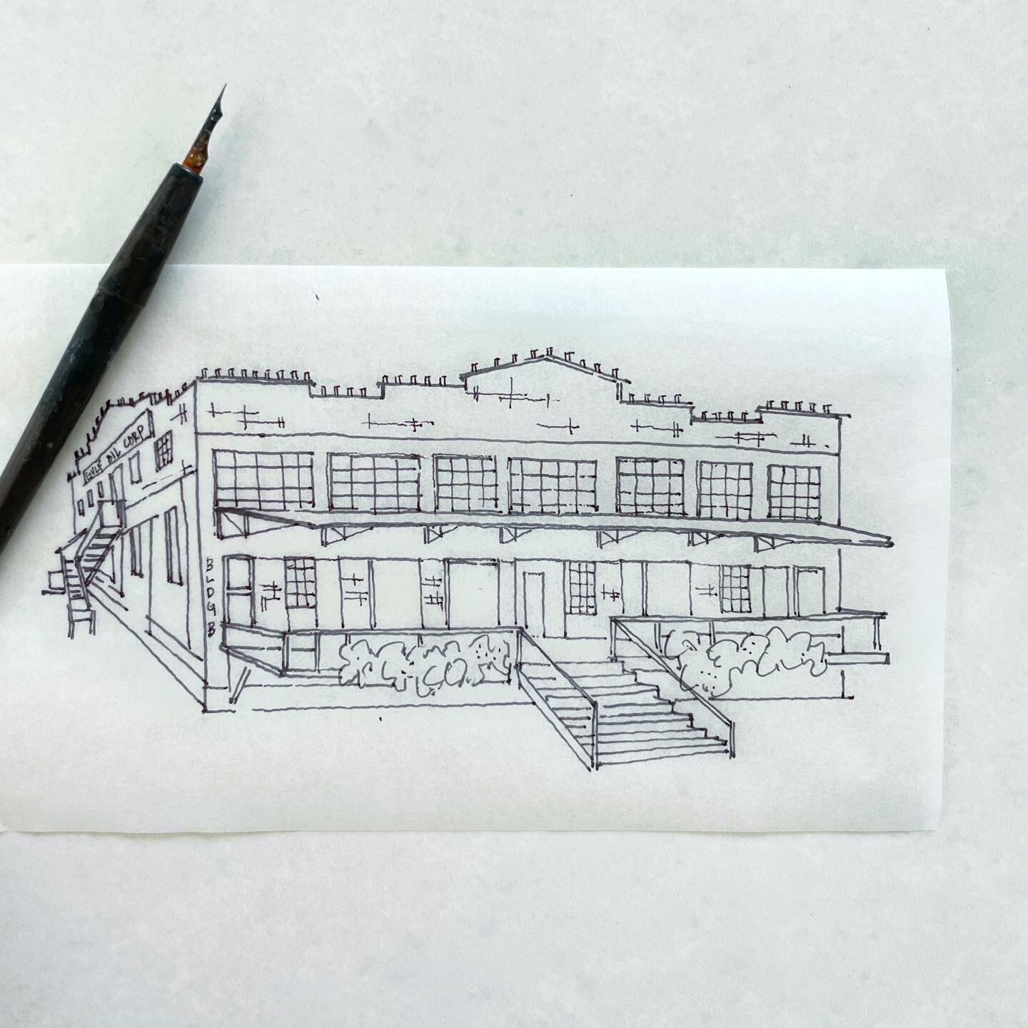 No, I do not use the calligraphy pen, but it makes for a nice prop. Line drawing of @hickorystreetannex - can&rsquo;t wait to show y&rsquo;all how these all came together