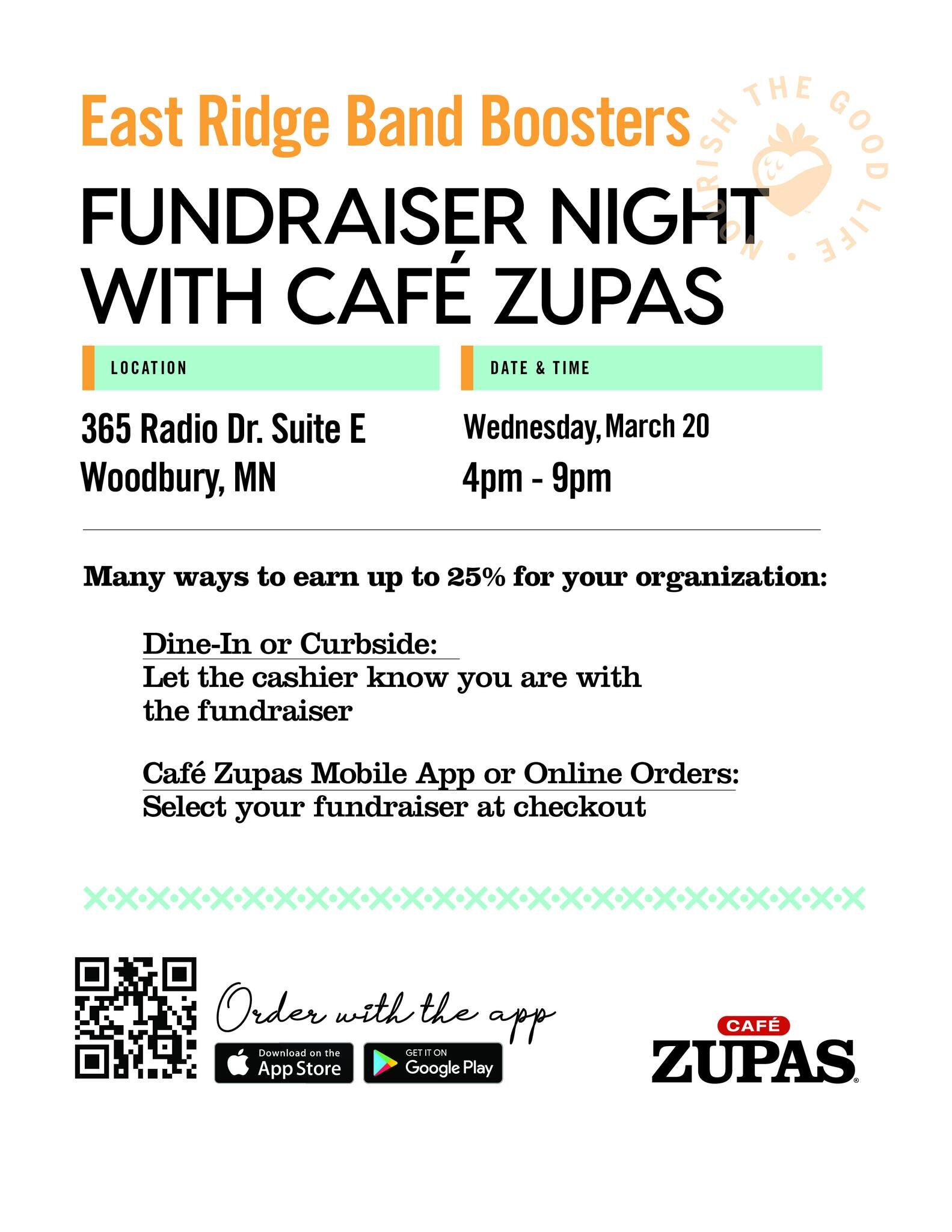 Remember to eat at Zupa's tonight!