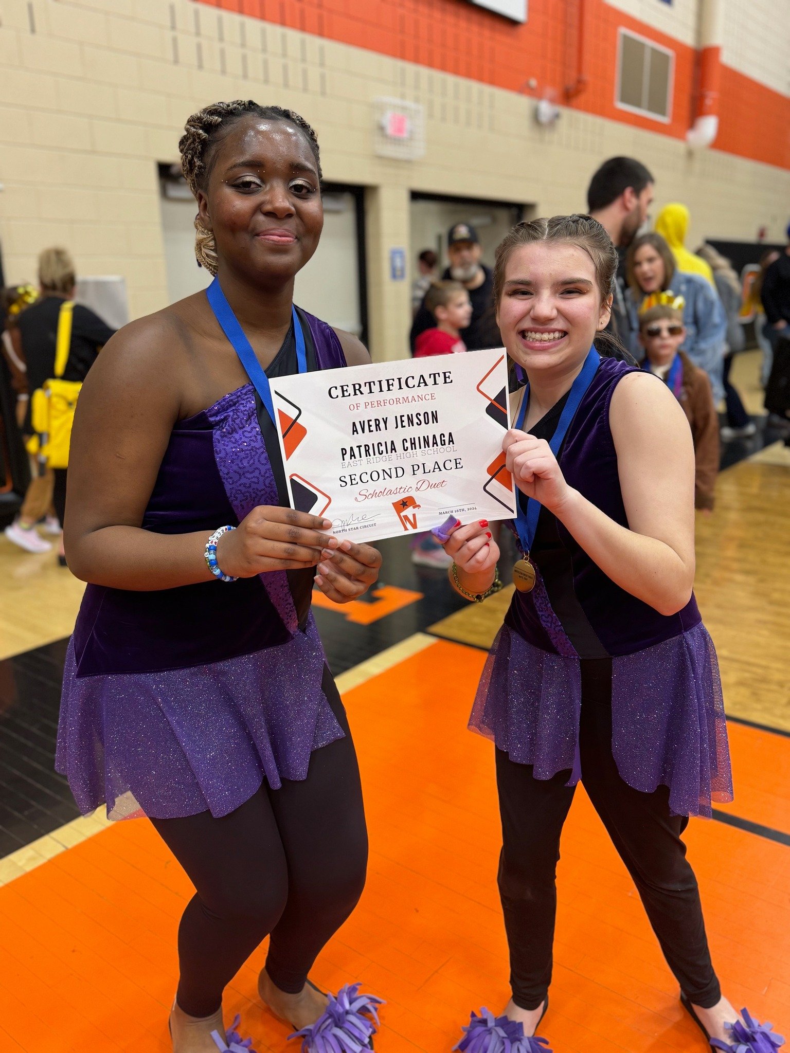 Congratulations to Avery and Patricia who earned second place for their Scholastic Duet at the Winter Guard competition last weekend at Osseo High School. Way to go ladies!