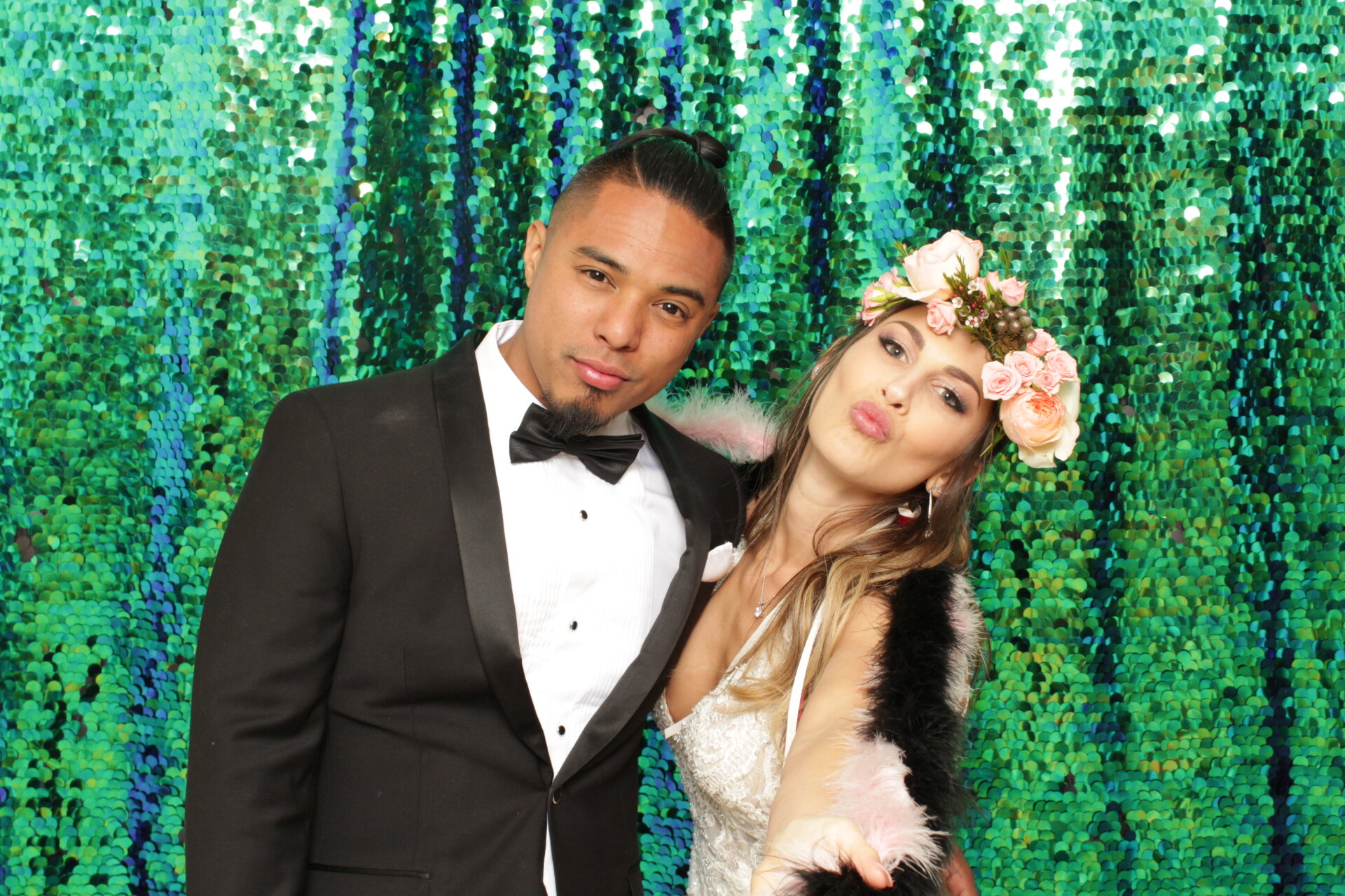 Legacy Photo Booth with Peacock Sequin Backdrop