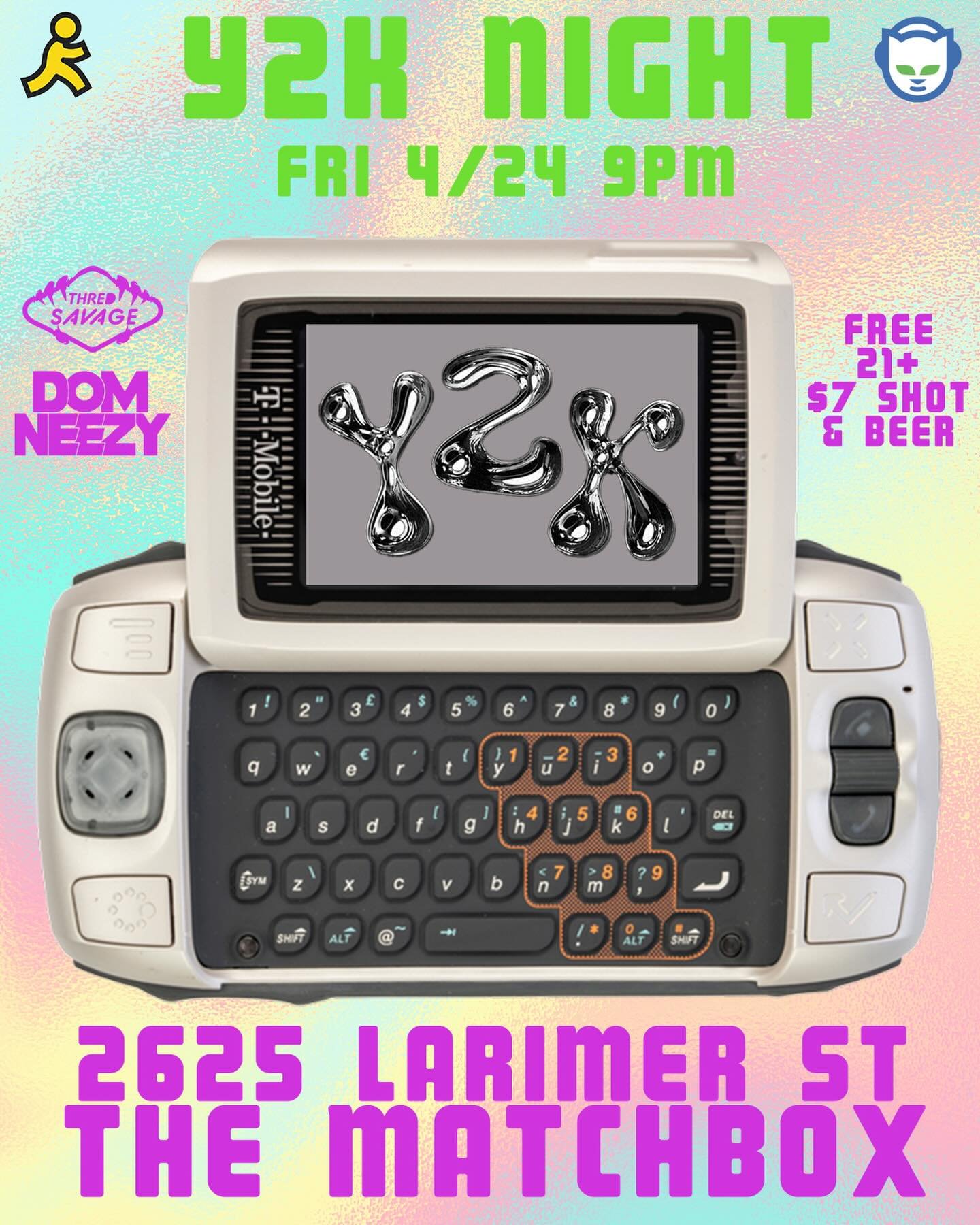 TINE TO GET JIGGY WITH THE CREW! @thredsavage &amp; @djdomneezy will be here playing all your favorite sidekick era tunes. So come lean with it, rock with it all night long.