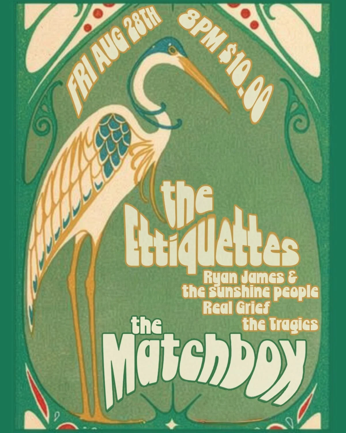 Friday night is feeling right! Come jam out with your clams and hams out. @the_etiquettes @ryanjames_sunshinepeople @real.grief and The Tragics are taking the stage and it&rsquo;s gonna be awesome! $10, 21+.