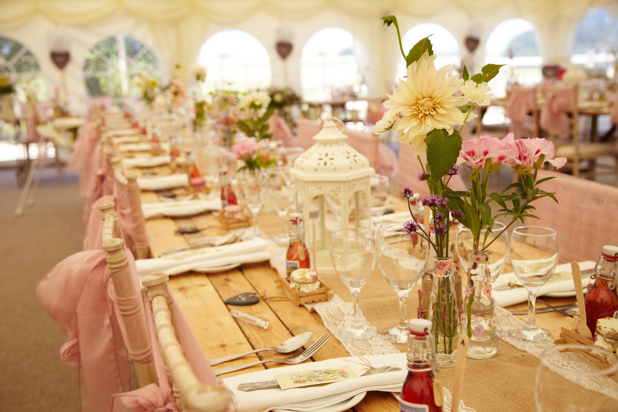 Wedding Reception Table Details at Huntstile Farm