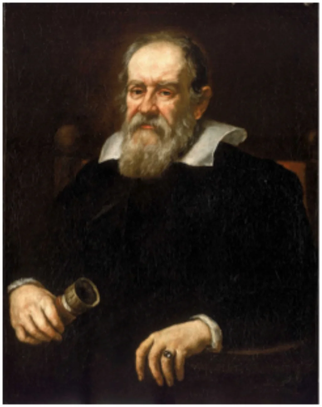 Justus Sustermans 1637 portrait of Galileo Galilei 1564 – 1642 in the Uffizi, Florence. Galileo Galilei was an Italian polymath and has been named the father of science and became a central figure in the transition from natural philosophy to modern science and transformed the scientific Renaissance into a scientific revolution. (This is a cropping of File: Galileo-sustermans2.jpg http://www.uffizi.org PD-Art)