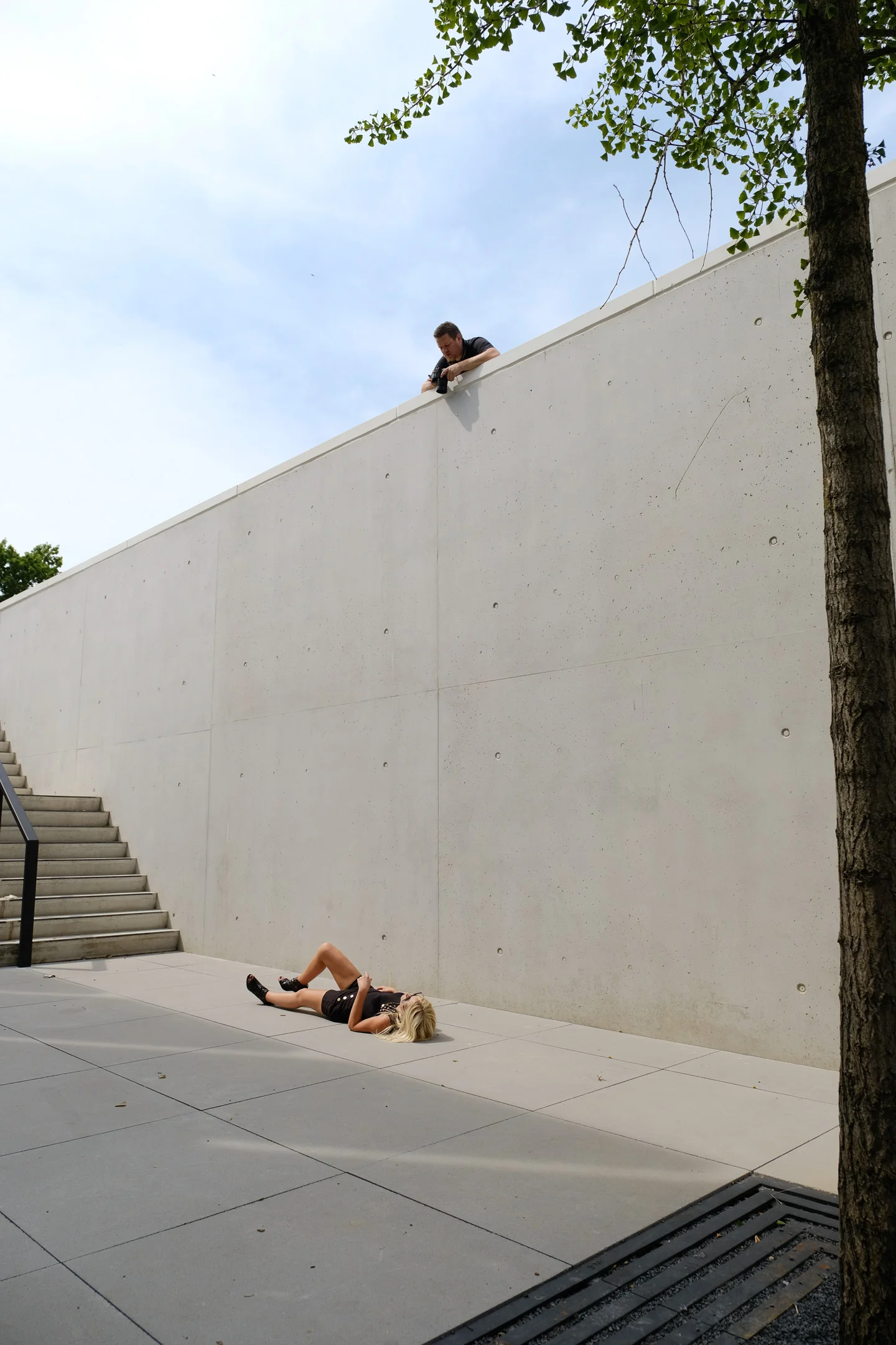 BTS shot by Wilhelm I saw Wilhelm shooting down there and looking from above I thought it might be a fun idea to make something like a passed-out-fashionista picture. 