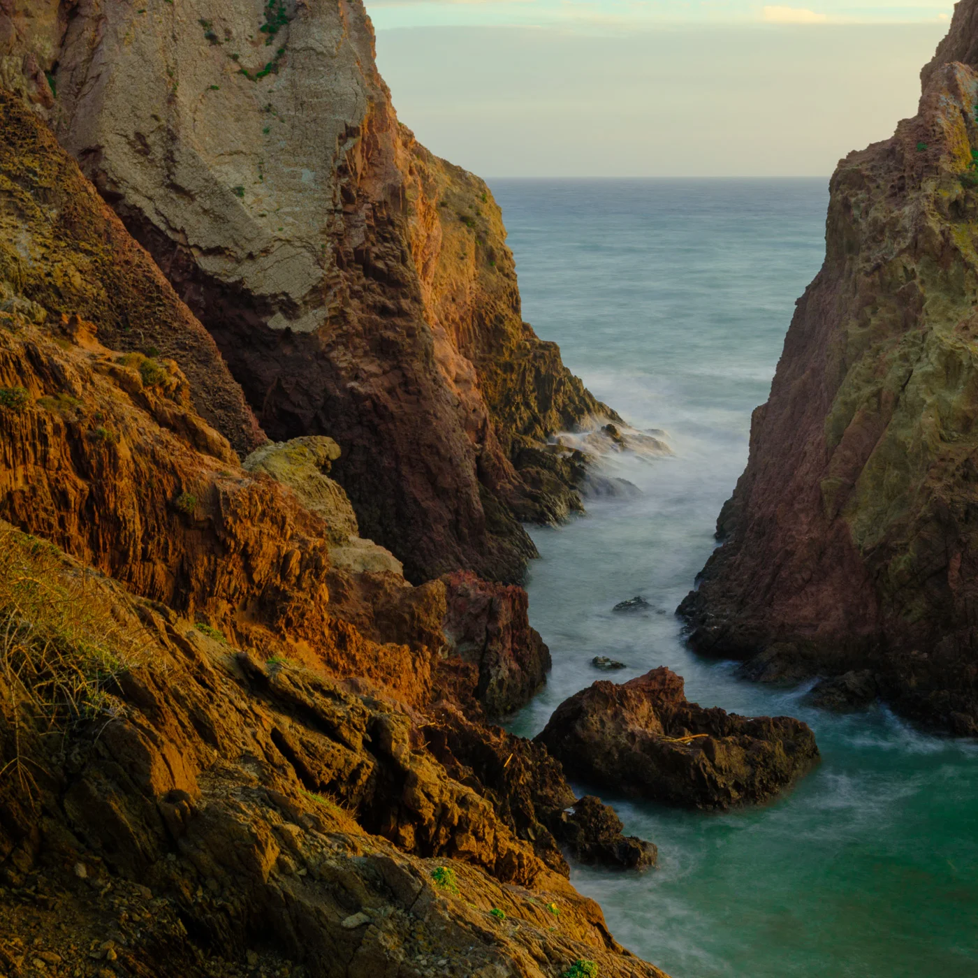 Fujifilm GFX50S with the GF63mm f/2.8 - iso 100 - 4" - f/32 - Tiffen VariND filter When I first started playing with long exposures a couple of years ago, it was like, the longer, the better. I found out that that is not always true. I tried different exposure times for this picture (and compensated for that with the VariND filter). If I went longer, the water became like a fog between the rocks. In this case I wanted to retain some of that wave action and 4 seconds gave me the right mood. This is a picture that I couldn't have taken with any previous camera I've owned without having to resort to HDR techniques. The amount of detail that I was able to recover from the shadows in this shot is just amazing. 