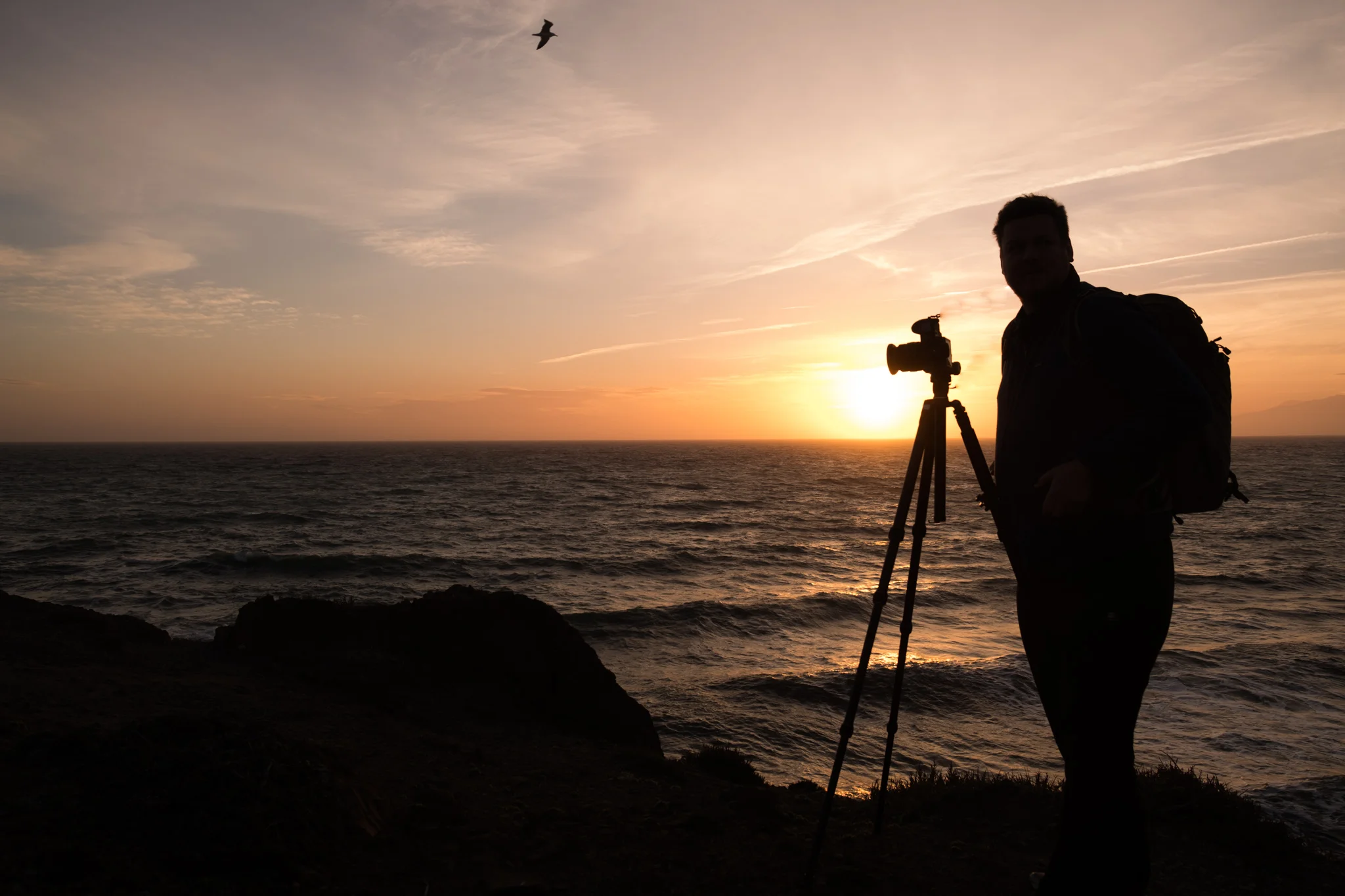 Picture by Griet of your hardcore landscape photographer, complete with tripod and backpack :-)