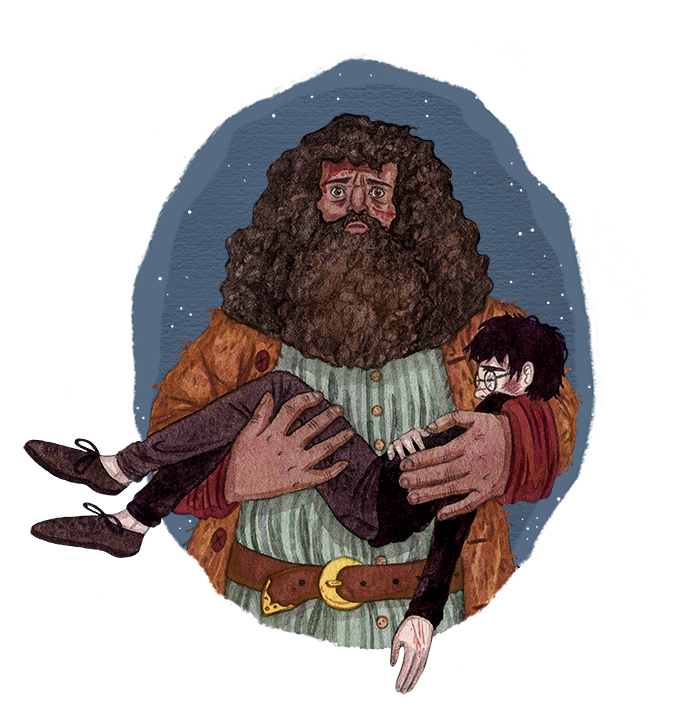  'Yer a wizard Harry' - Hagrid carries Harry during the Battle of Hogwarts 