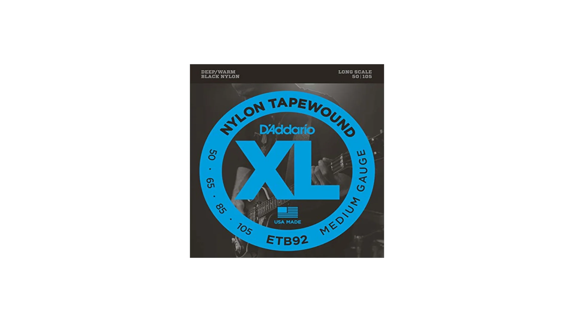 D'Addario ETB92 Black Nylon Tapewound Medium Bass Strings