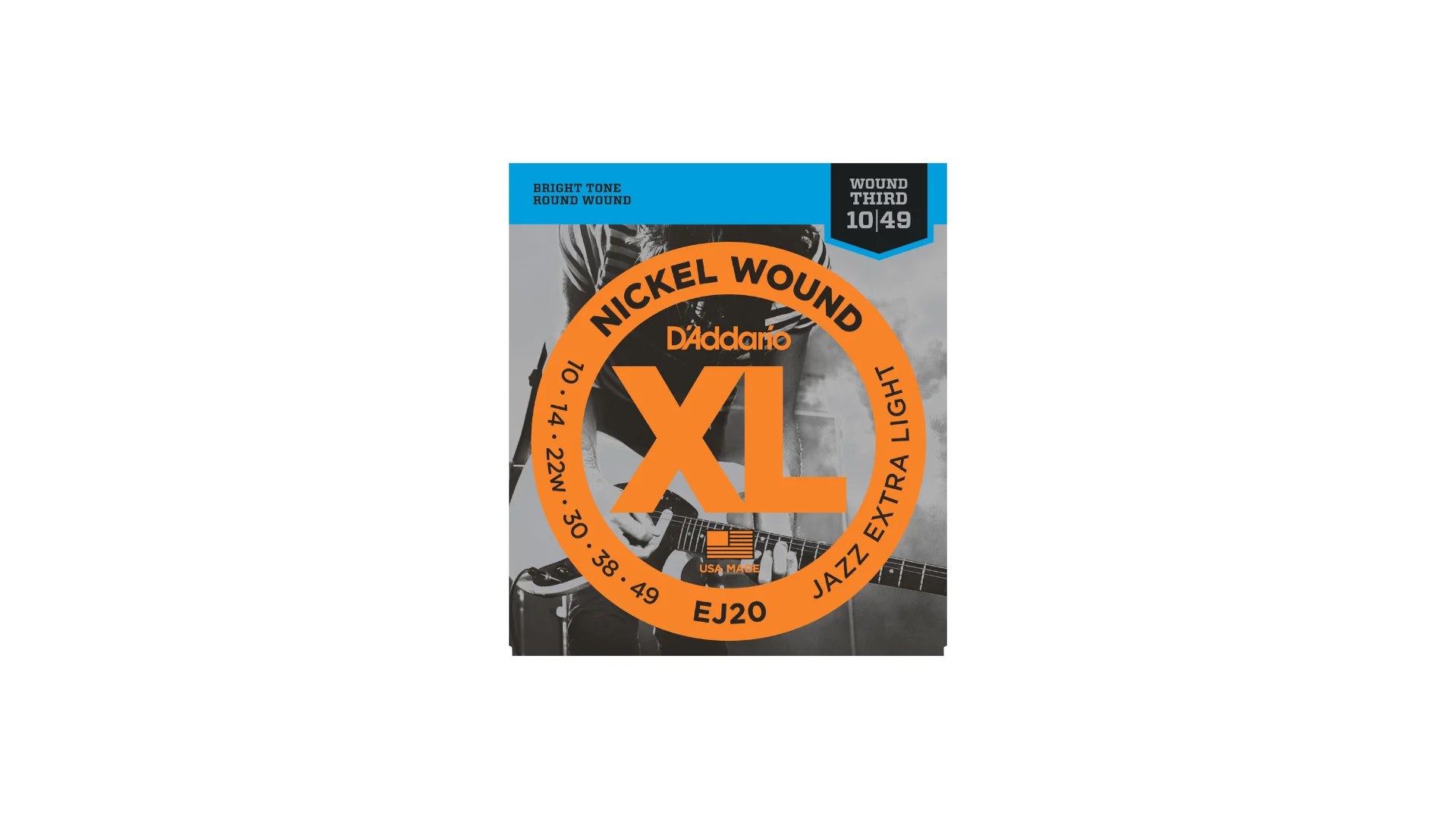 D'Addario Jazz Nickel Wound Electric Guitar Strings with Wound 3rd