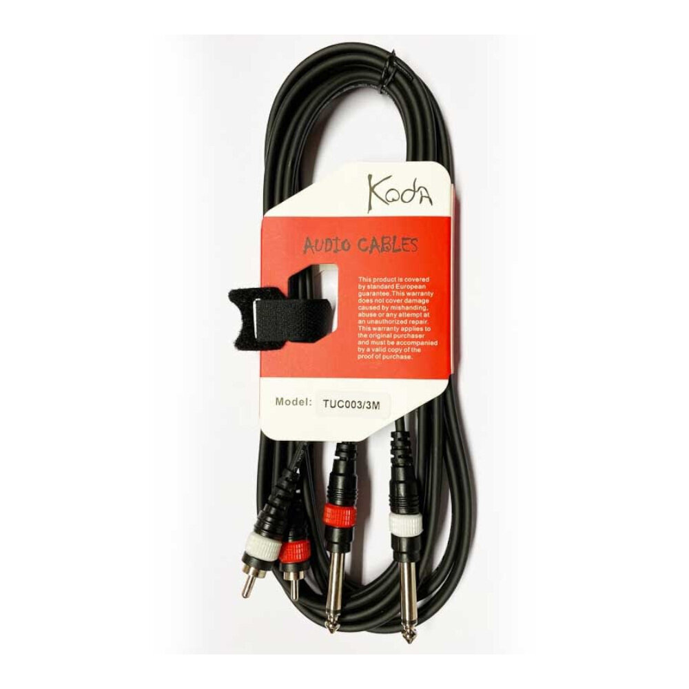 Koda UC0033 3M Audio Cable, Twin RCA Male to Twin 6.5mm Mono Jack