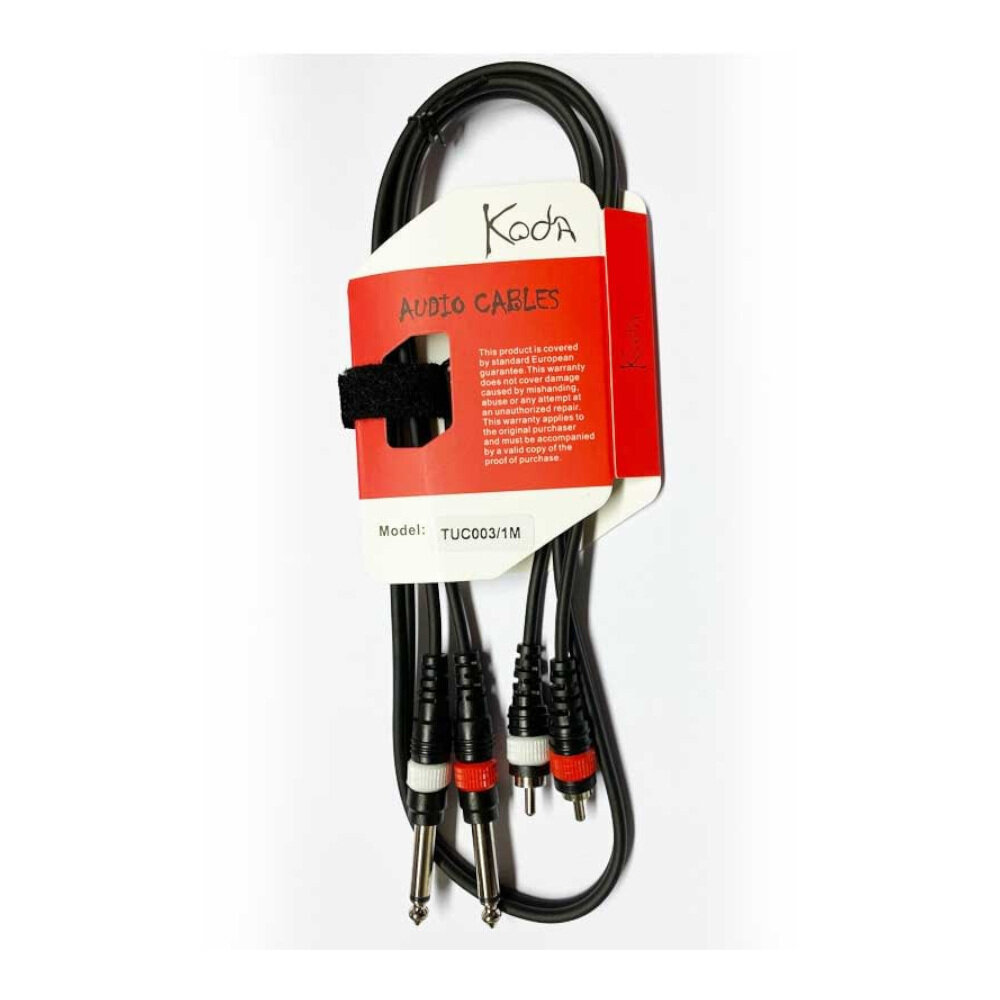 Koda UC0031 1M Audio Cable, Twin RCA Male to Twin 6.5mm Mono Jack
