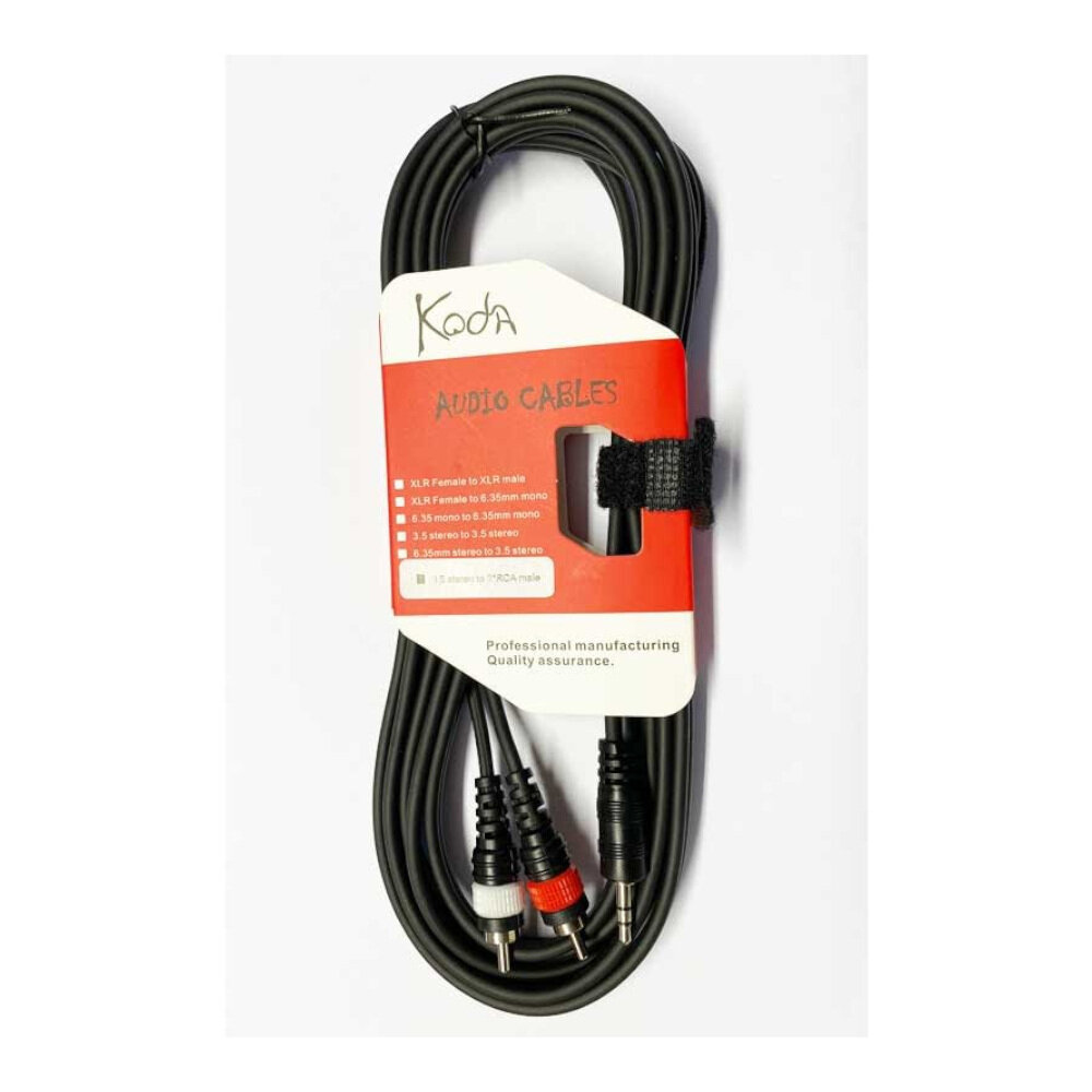 Koda UC0343 3M Cable, Twin RCA Male to 3.5mm Stereo Jack