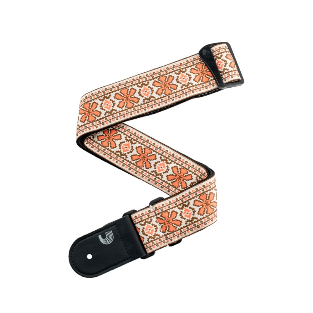 D'Addario 50PCLV02 Peace and Love Guitar Strap - Orange