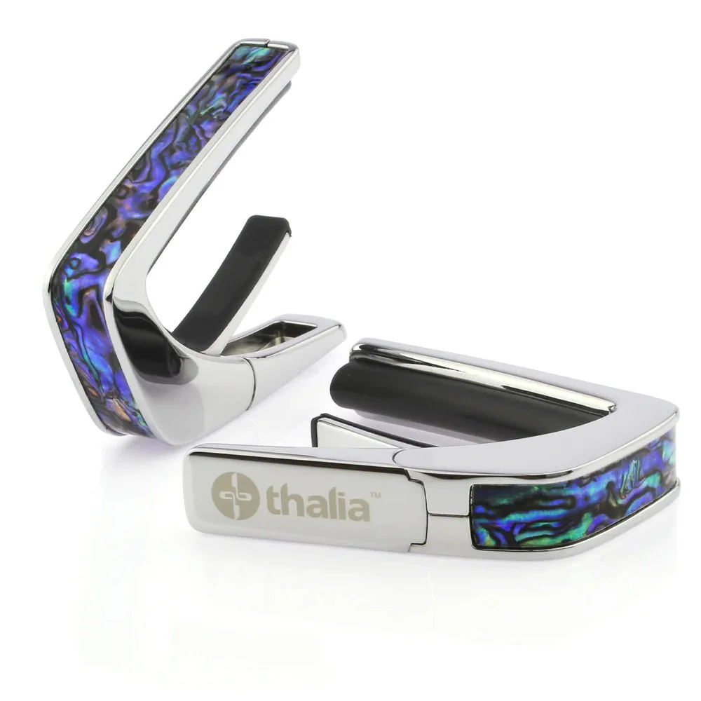 Thalia THCC200BA Exotic Series Shell Collection Capo ~ Chrome with Blue Abalone Inlay
