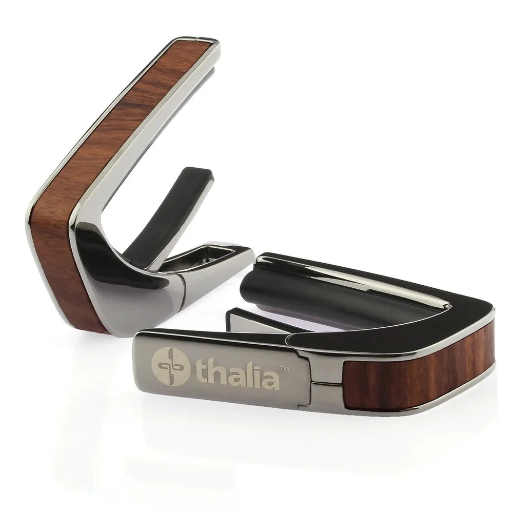 Thalia THCB200SR Exotic Series Wood Collection Capo ~ Black Chrome with Santos Rosewood Inlay
