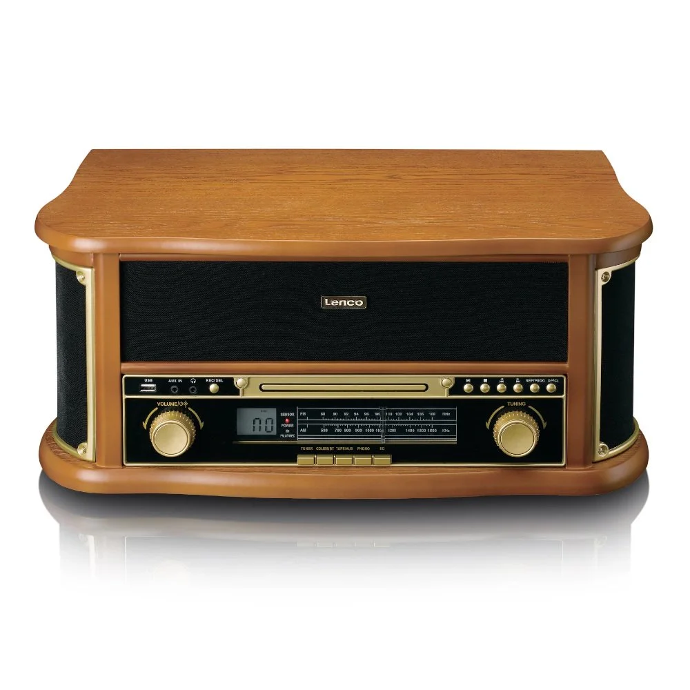 Lenco TCD-2551WD - Classic Wooden Turntable - 8 in 1