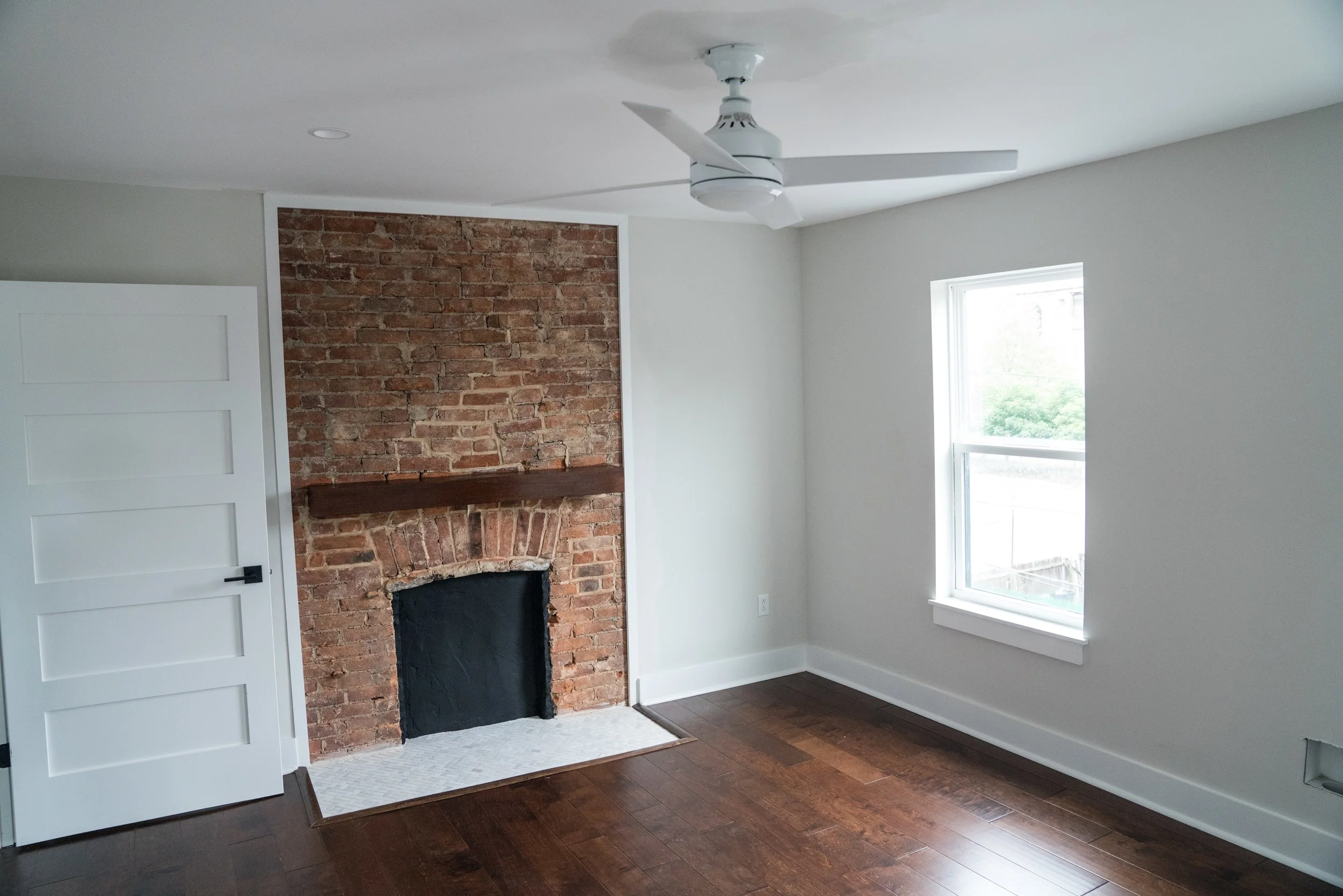After: the door to the master bedroom was moved to create a more functional flow through it and to the closets and master bathroom.