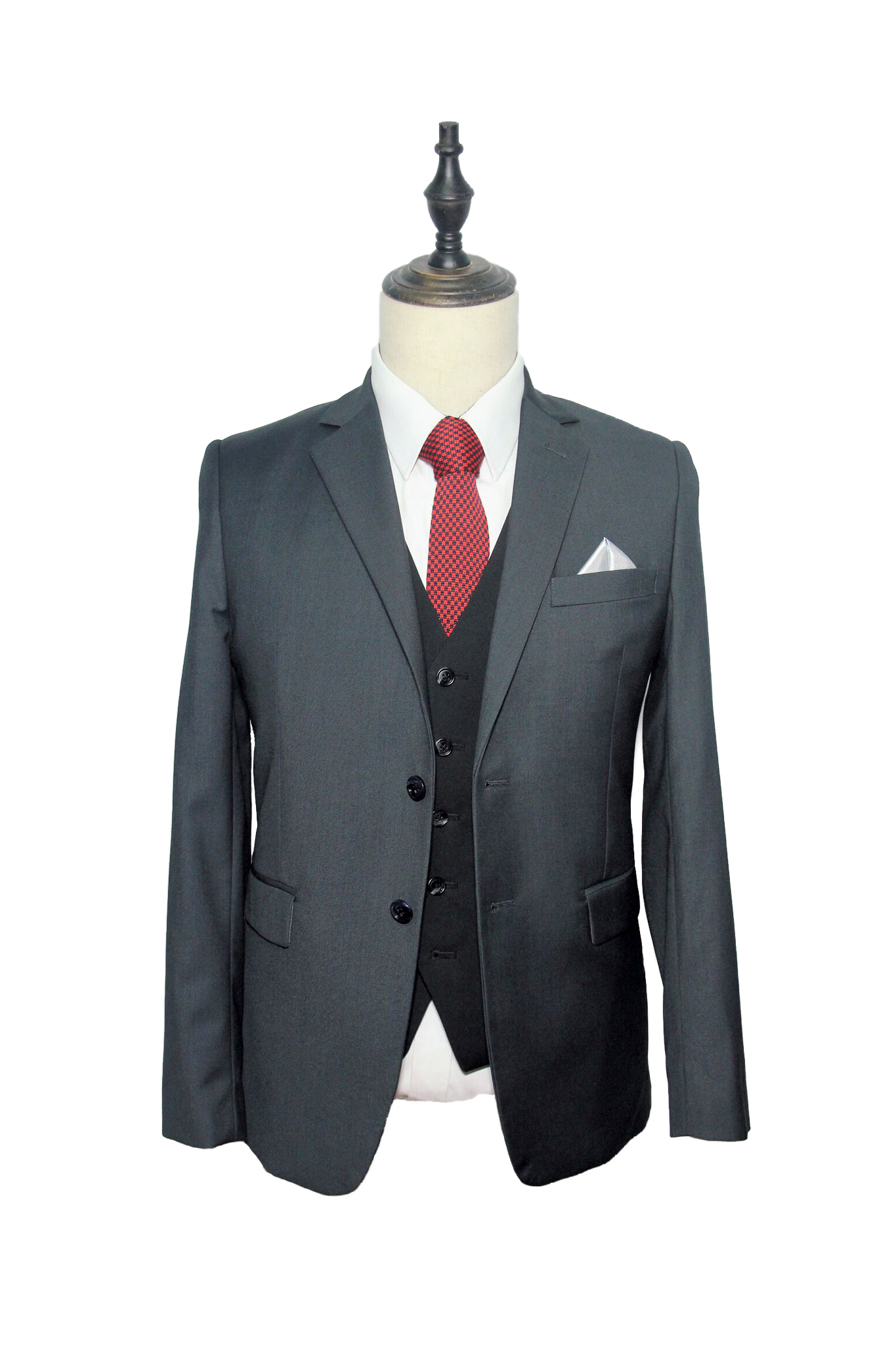 Classic Charcoal Grey Suit (F332-230) & Black Vest (L26-2340) .jpg