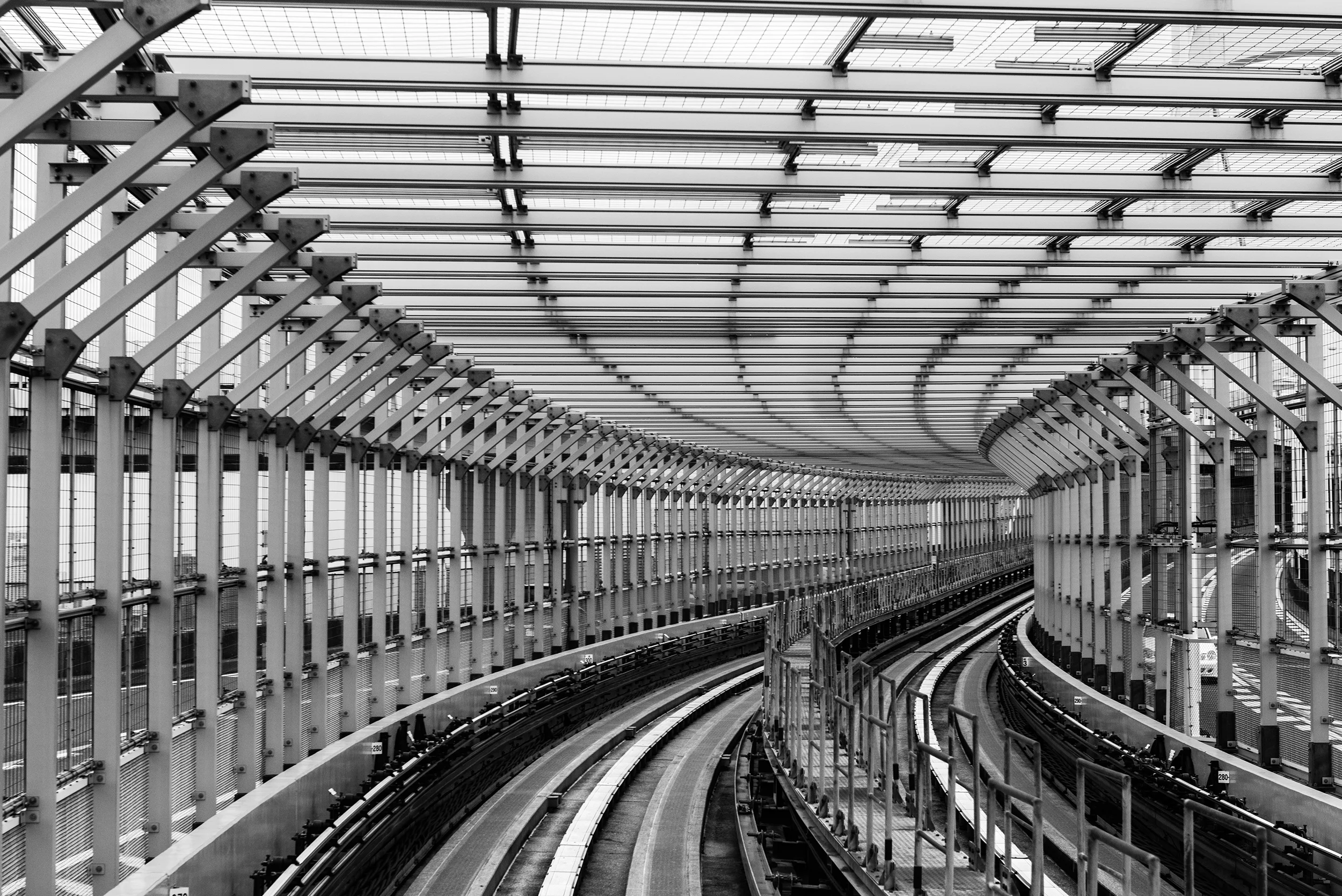 Inside Tokyo Transit System Line through the Odaiba Bridge