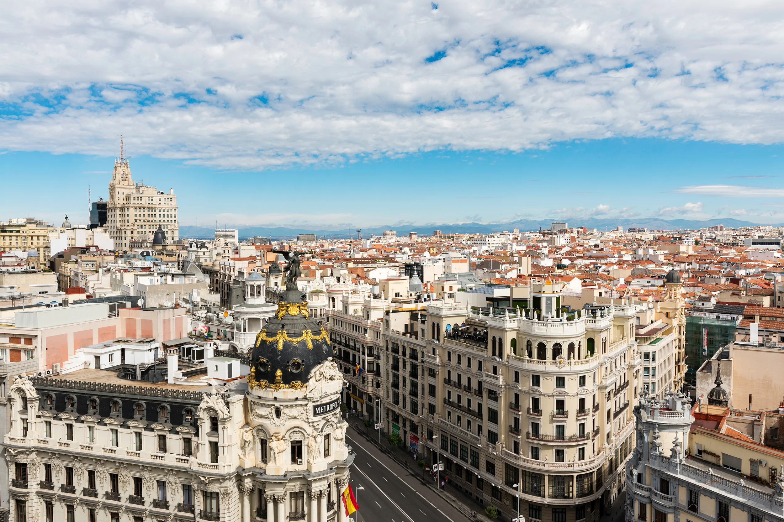 Gran Via and aerial view of Madrid