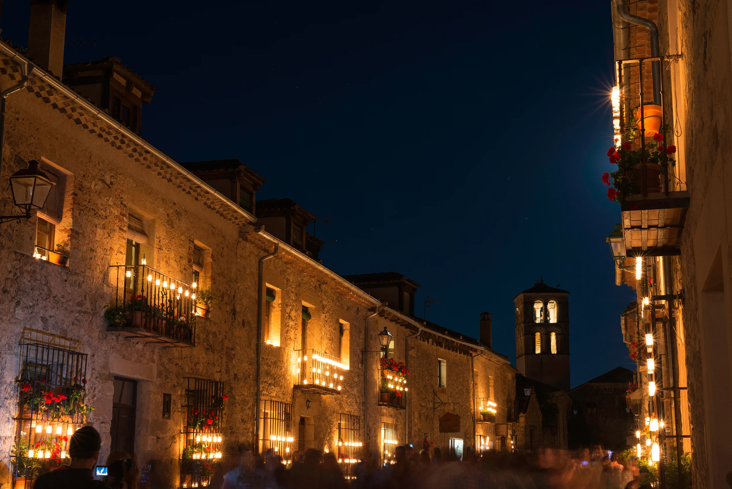 Medieval town of Pedraza in Segovia at night, Spain