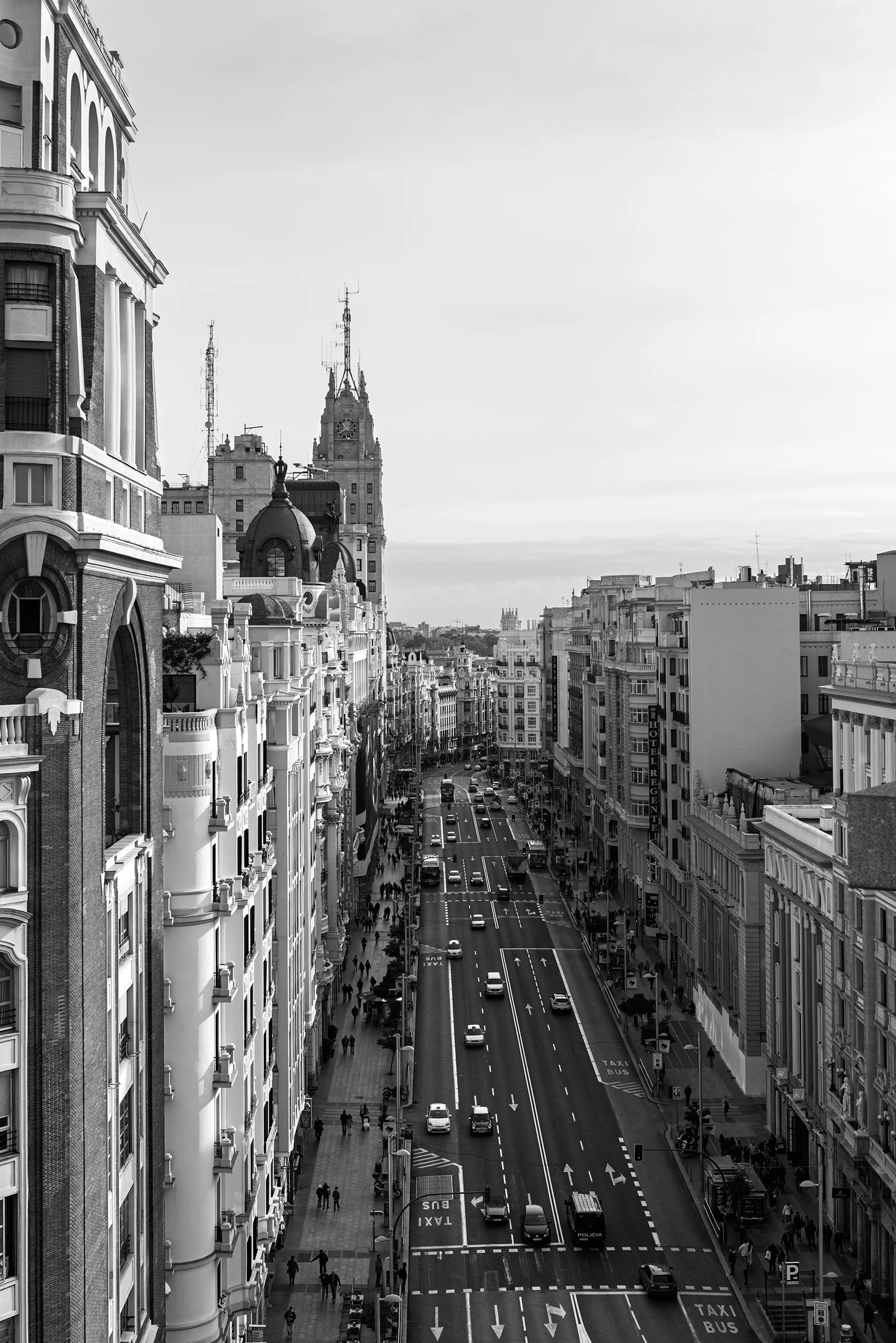 Aerial view of Gran Via in Madrid