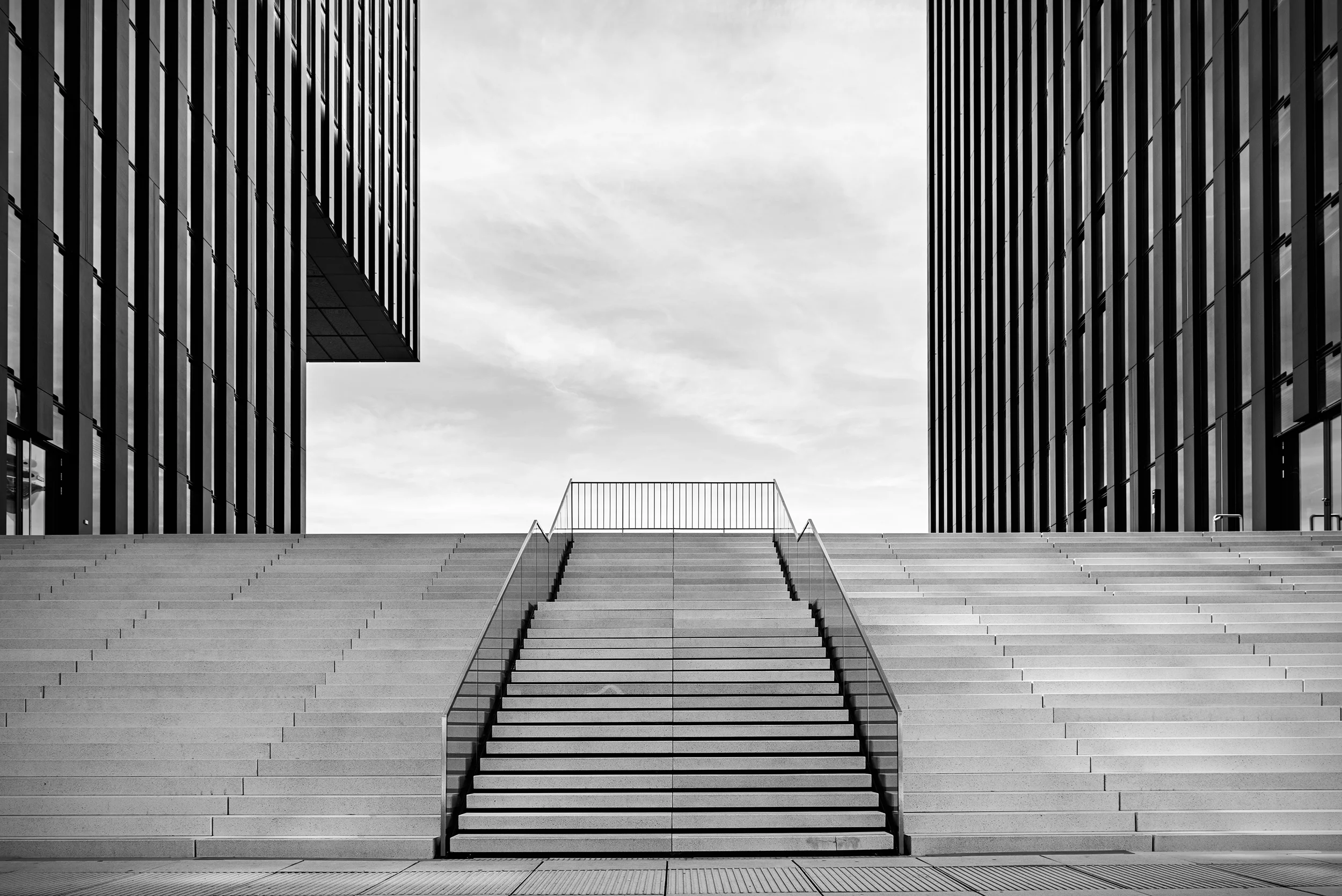 Empty stairs in the Media Harbour in Düsseldorf