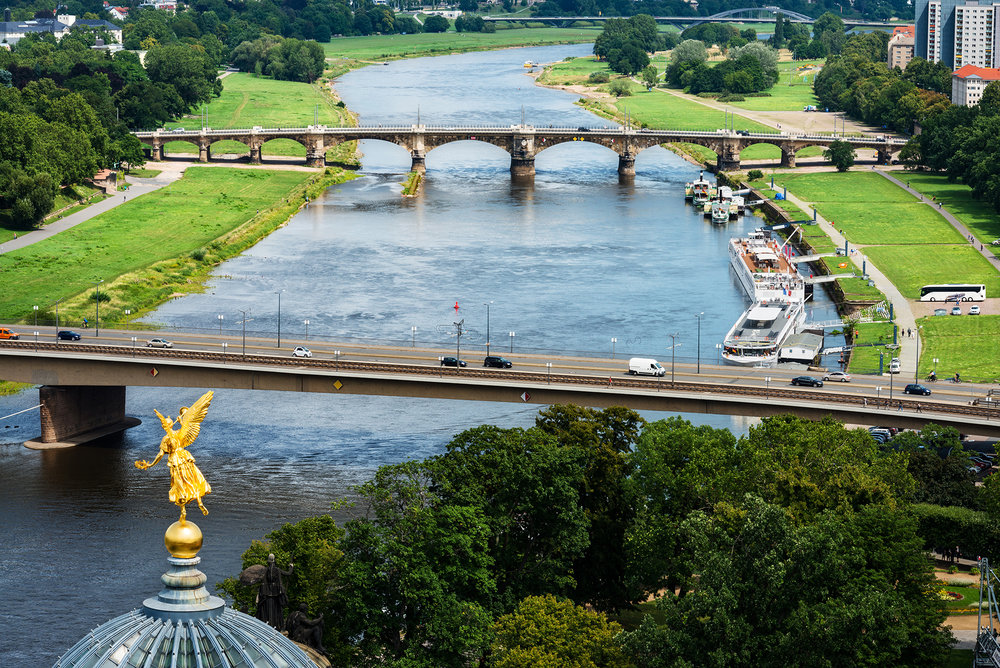 Aerial view of the Elbe river