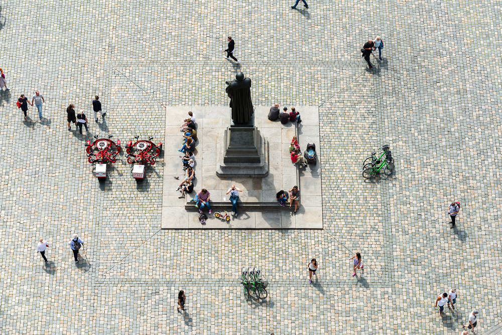 Martin Luther statue in Neumarkt square