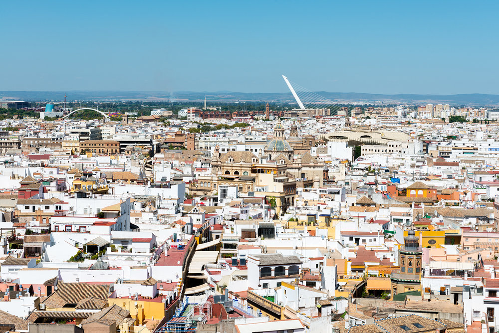Aerial view of Seville on a sunny day