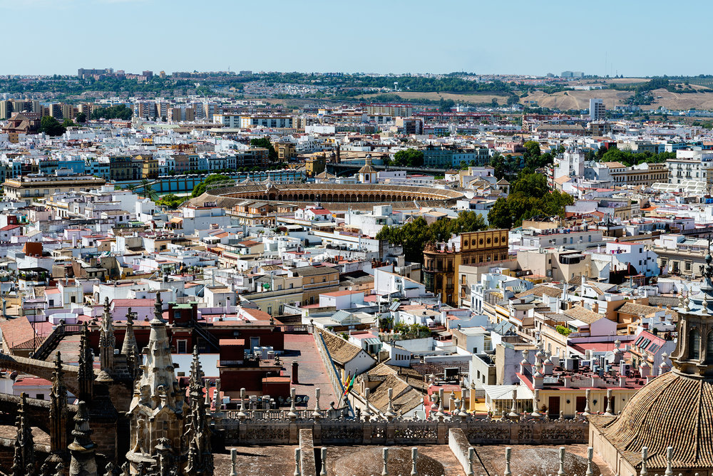 Rooftops of Seville in Spain on a sunny day