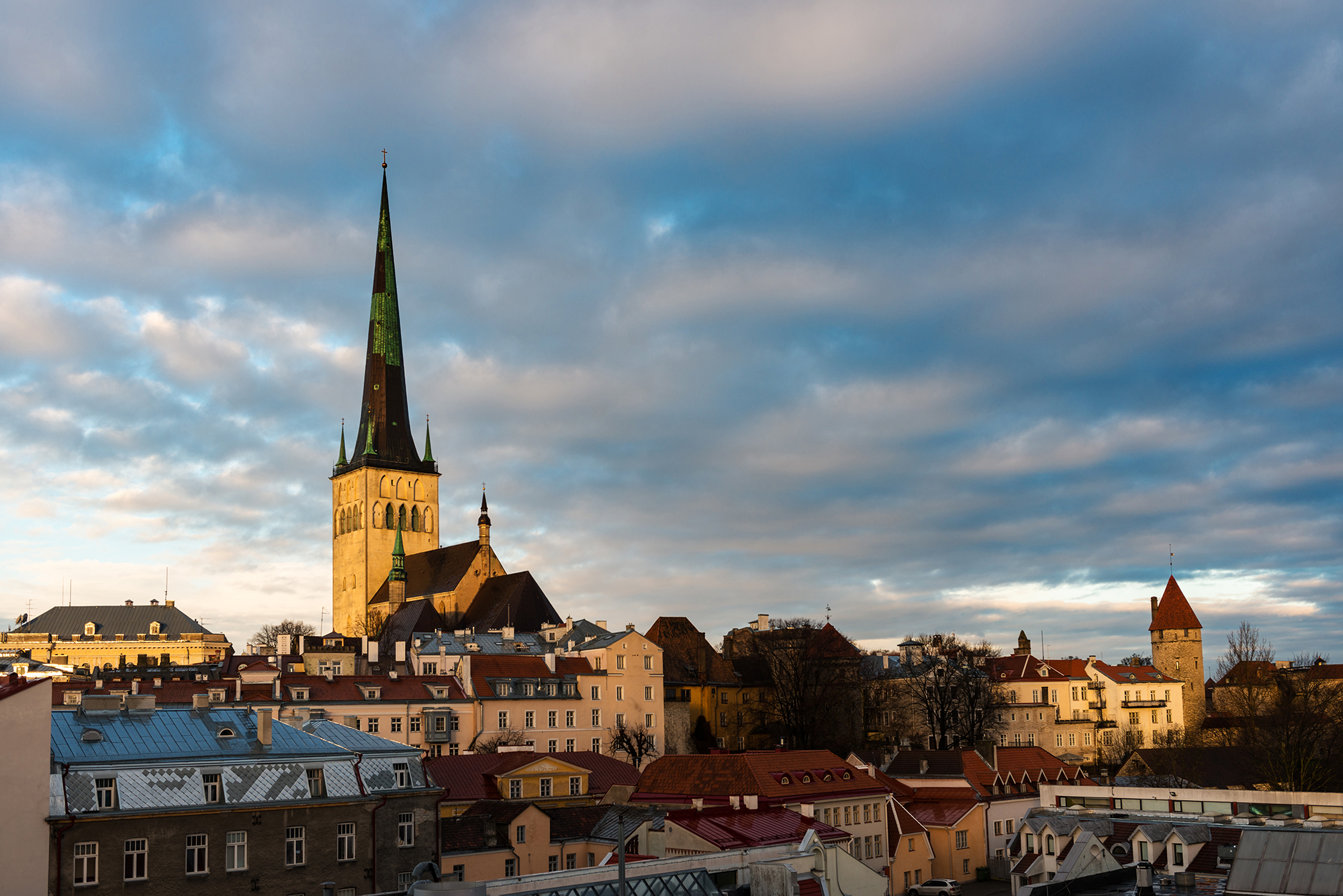 Dawn illuminating Tallinn's old town