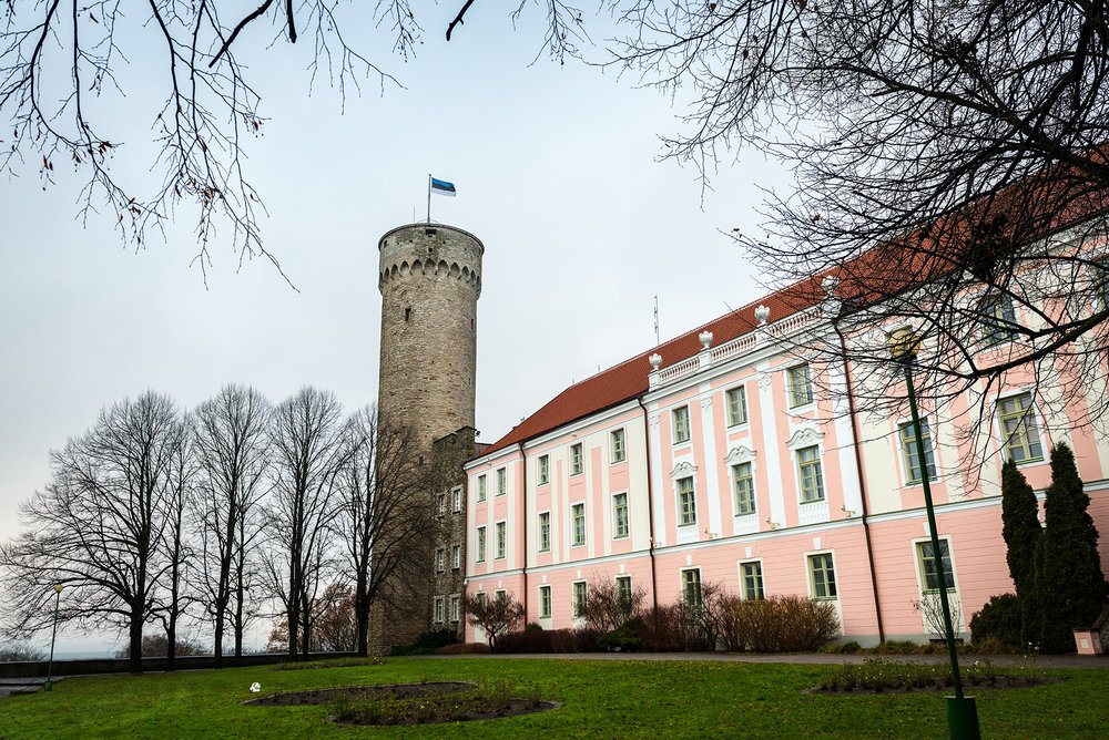 Side view of the Parlament of Estonia in Toompea's Hill