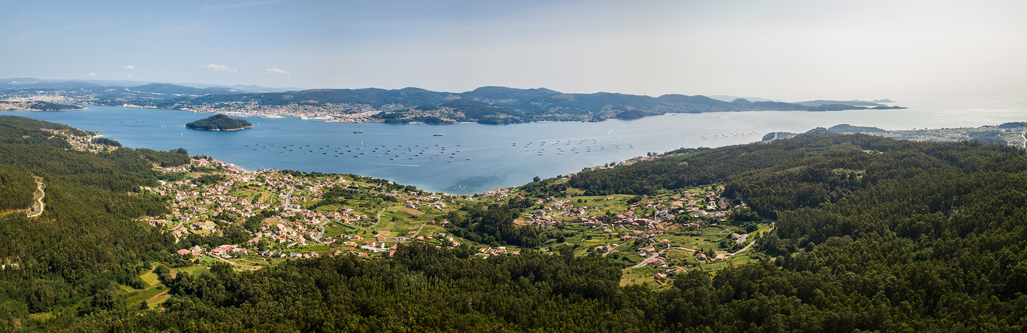 Aerial view of the Ria de Pontevedra in Galicia