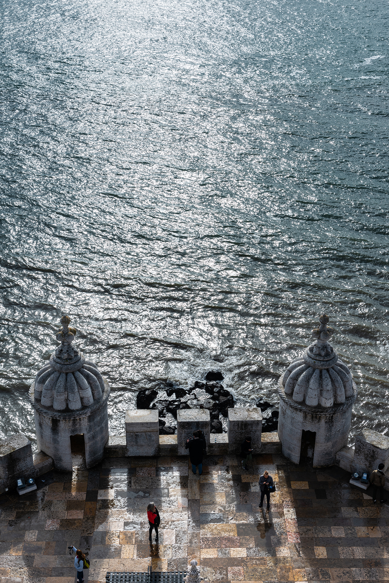 Fortified Belém Tower on a cloudy Winter day