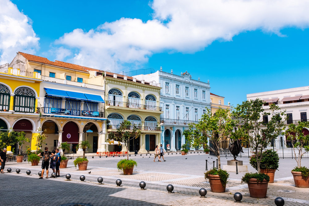 Colourful residences around the 16th-century colonial  Plaza Vieja square