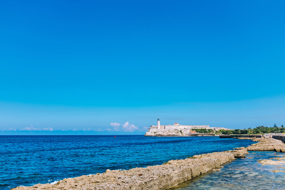Malecon and el Morro Castle fortress and lighthouse in Havana bay