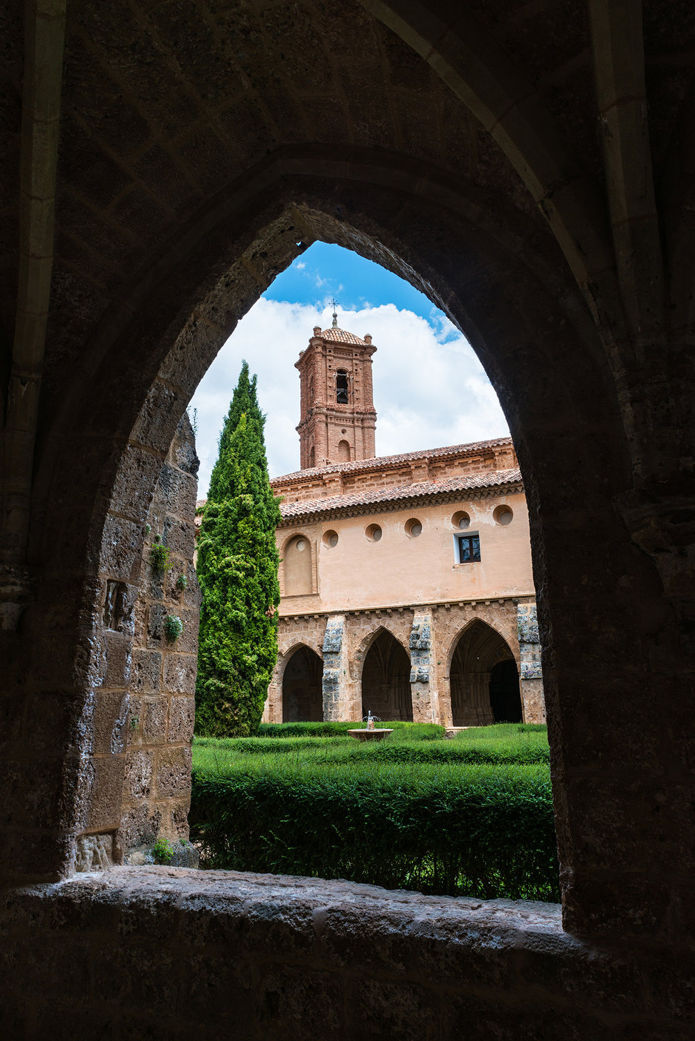 Corridor inside the cloister of the Monastery of Piedra