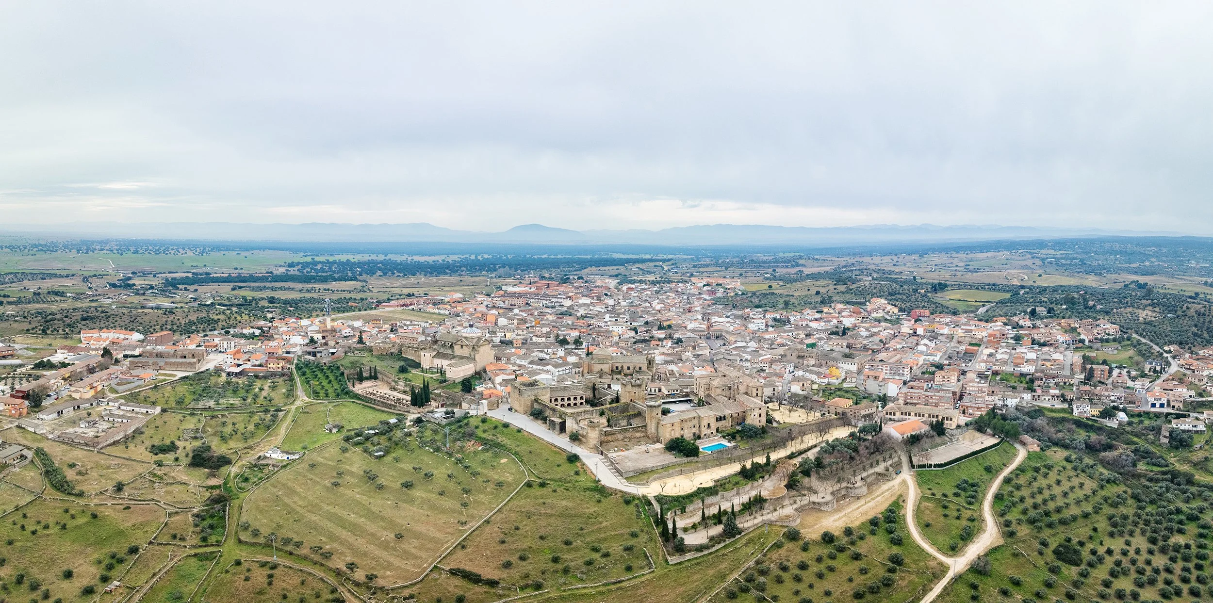 Aerial view of Oropesa in Toledo, Spain