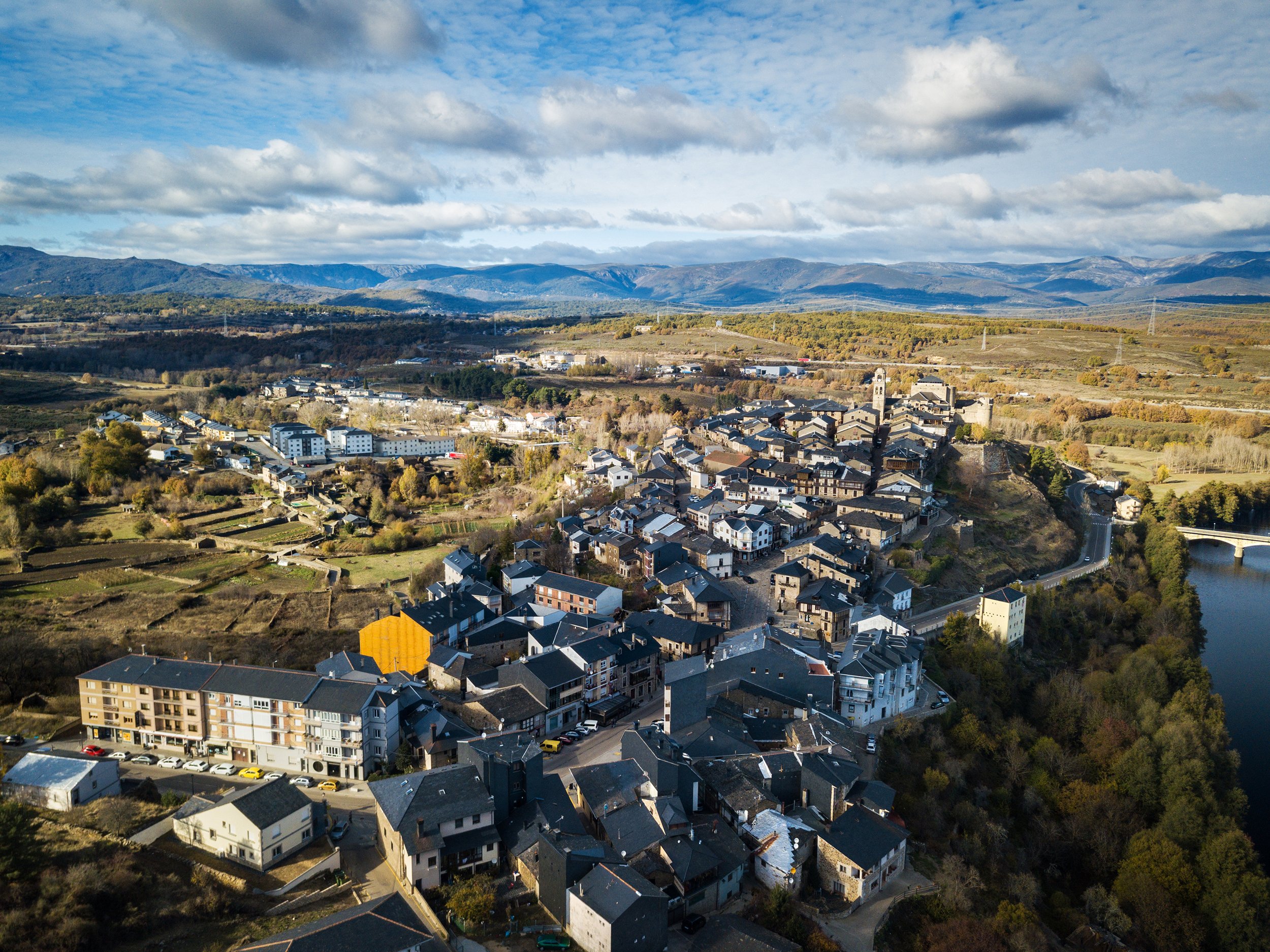 Aerial view of Puebla de Sanabria in Spain