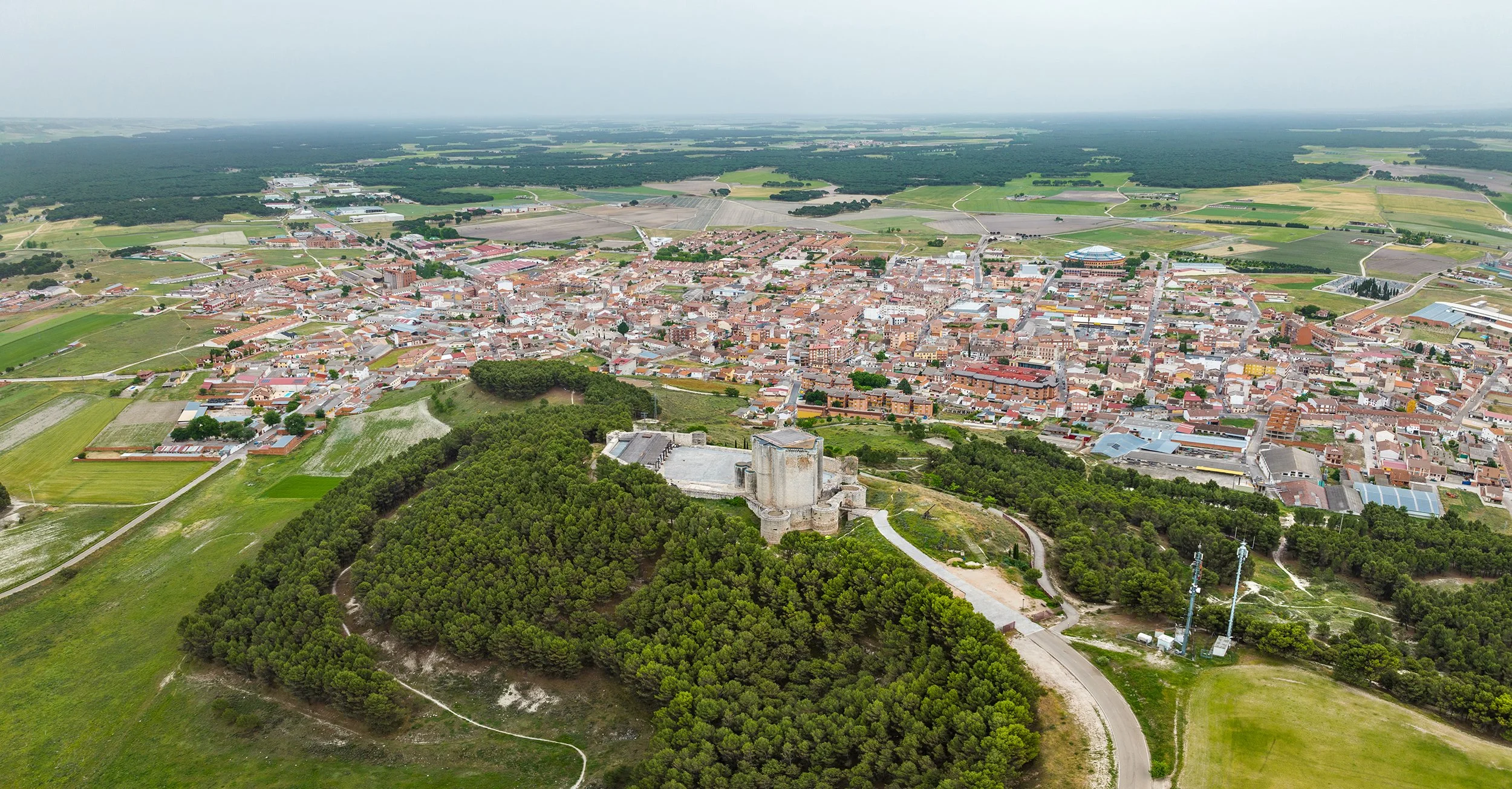 Aerial view of the Spanish town of Íscar in Valladolid