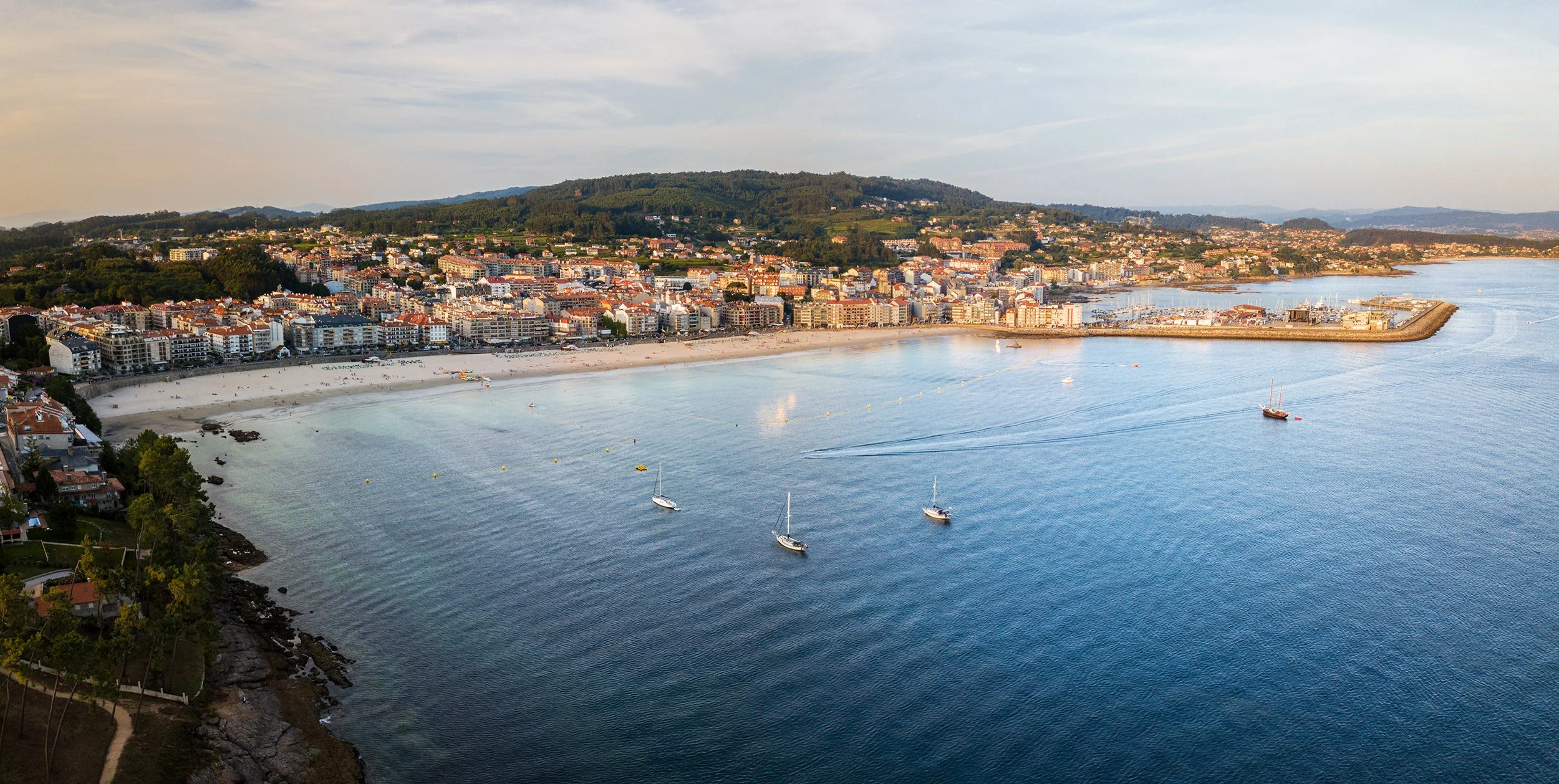 Sanxenxo and Silgar beach in Pontevedra, Spain