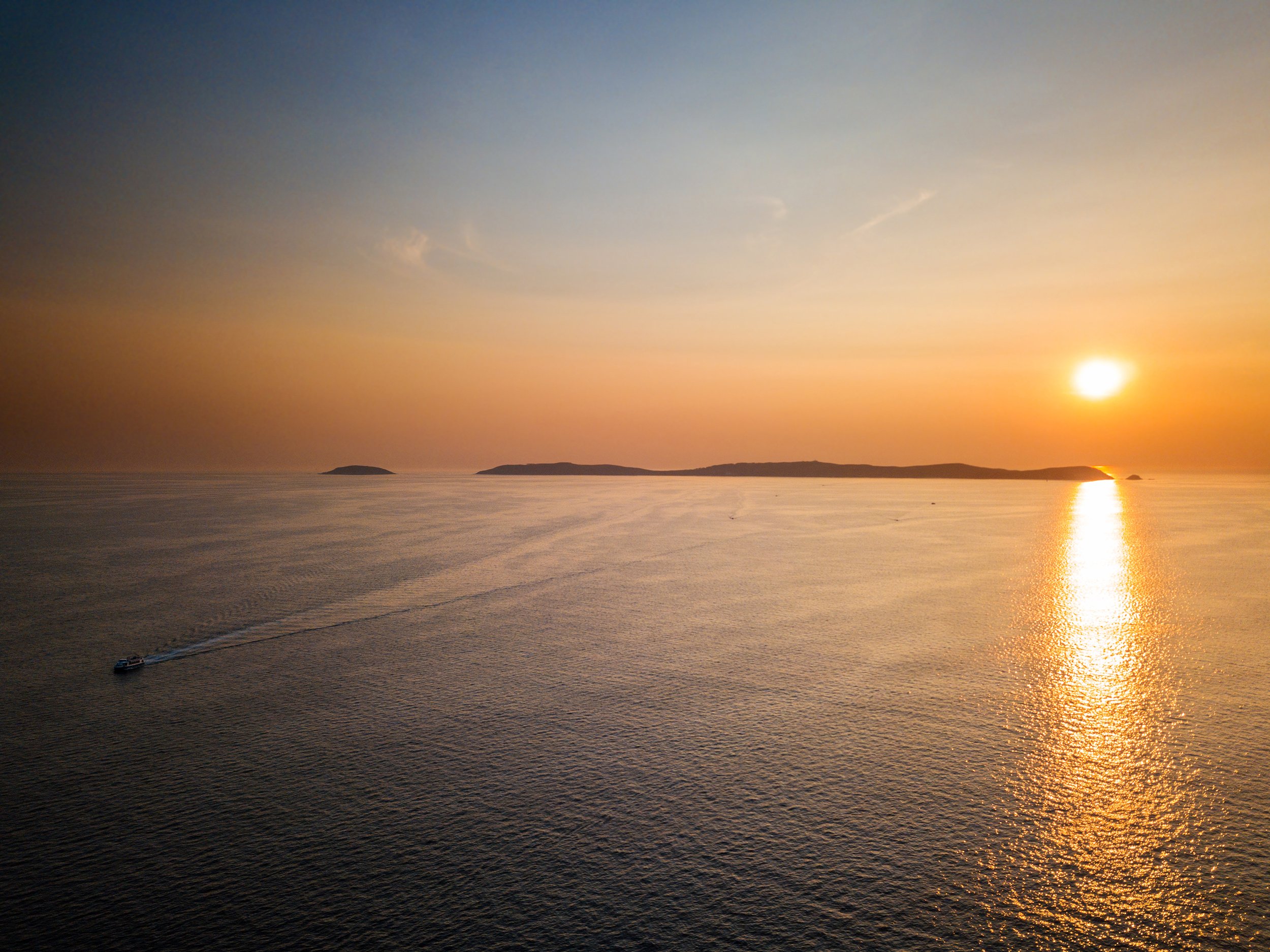 Silhouette of Ons Island in Galicia, Spain